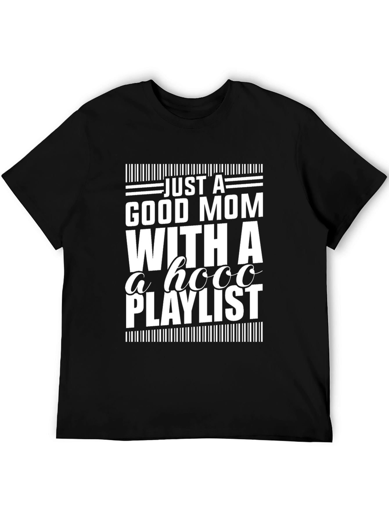 Black Good Mom With a HOOO Playlist T-Shirt view 5