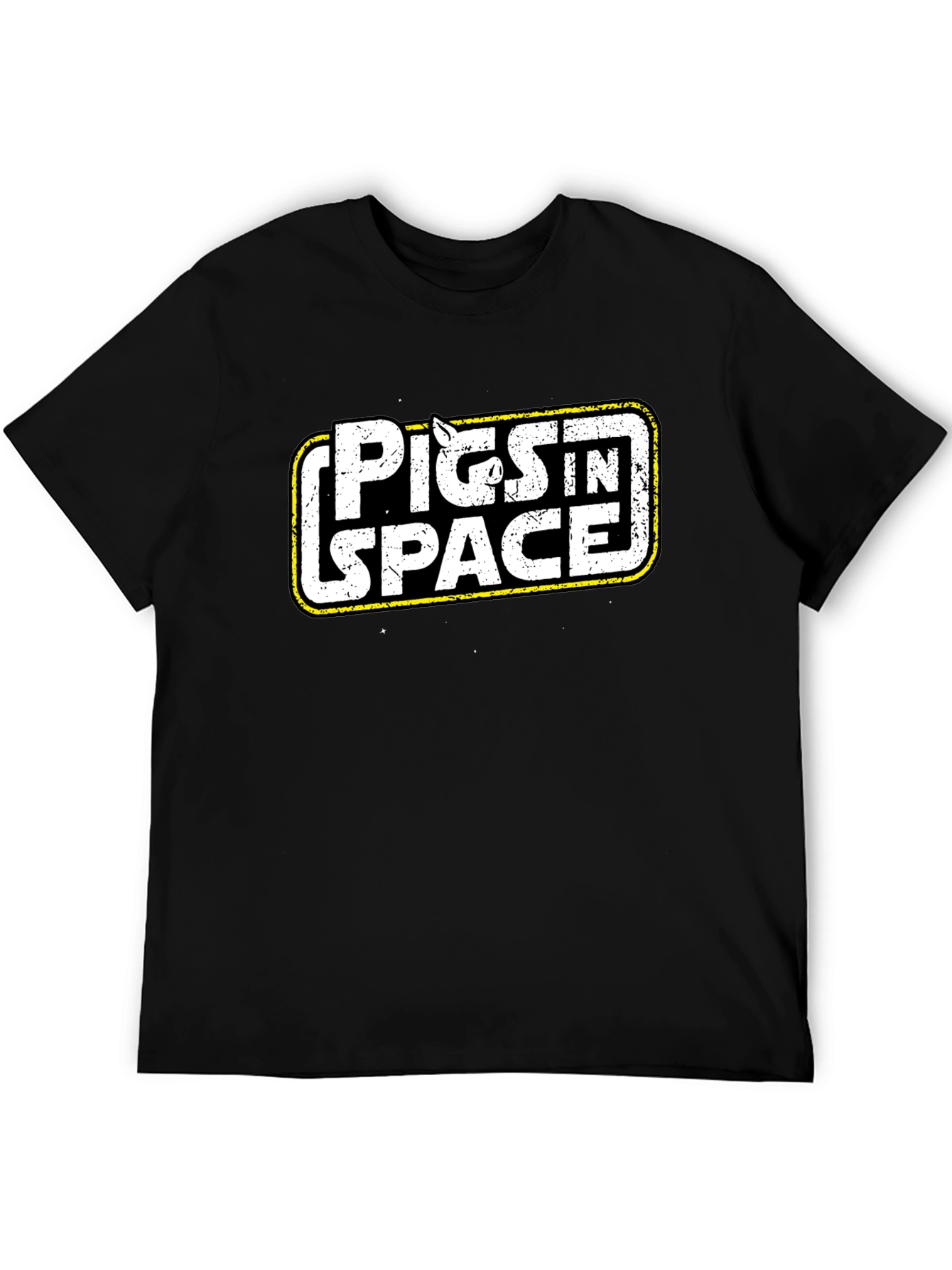 Black Pigs in Space Black Graphic Tee view 5