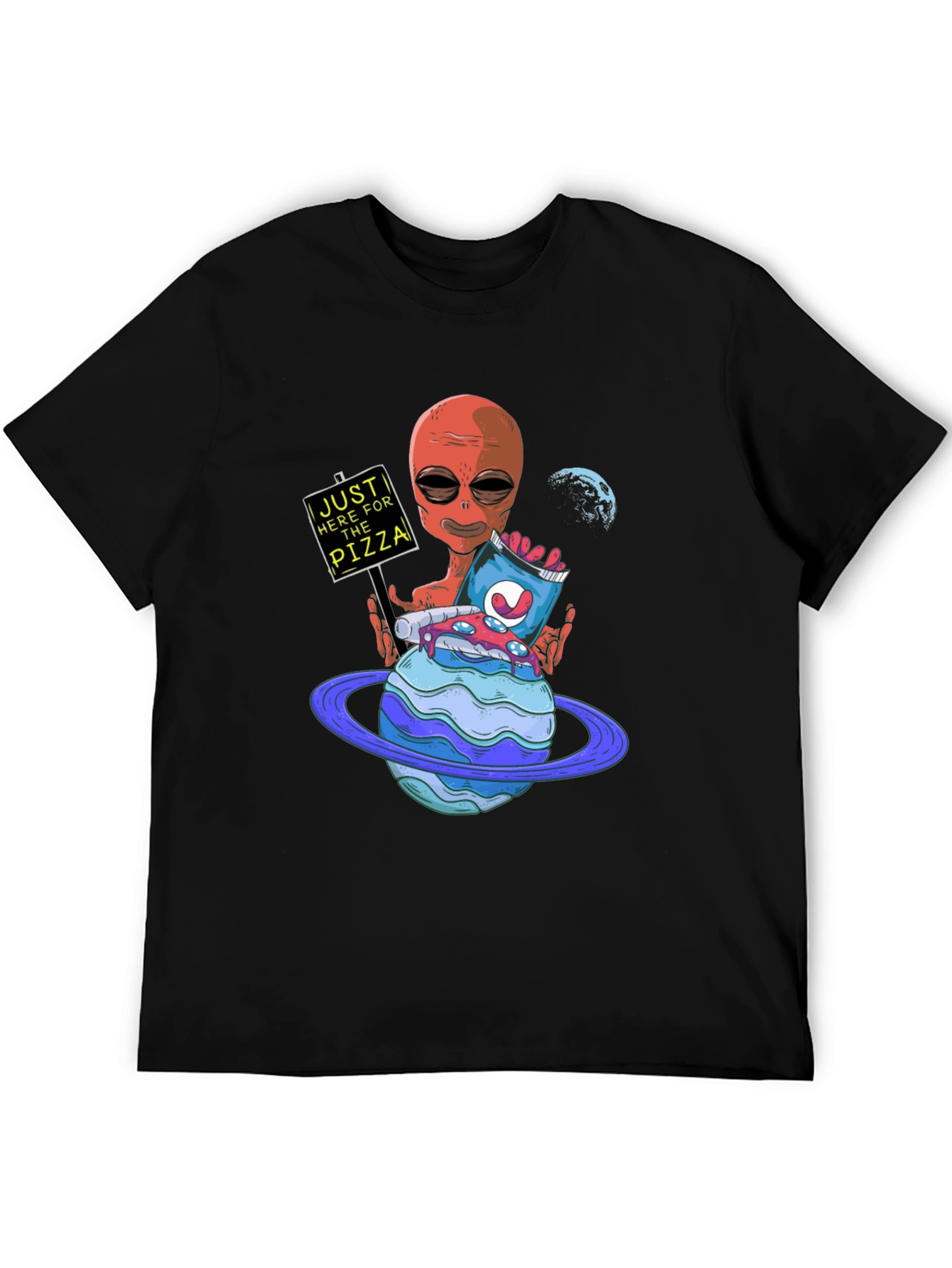 Black Alien Pizza Lover Graphic Tee view 5