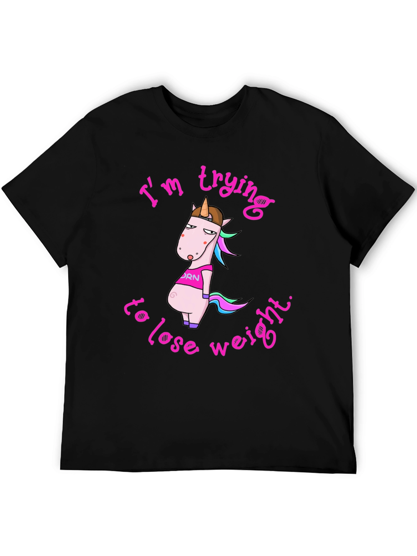 Black Funny Unicorn Weight Loss Graphic Tee view 5