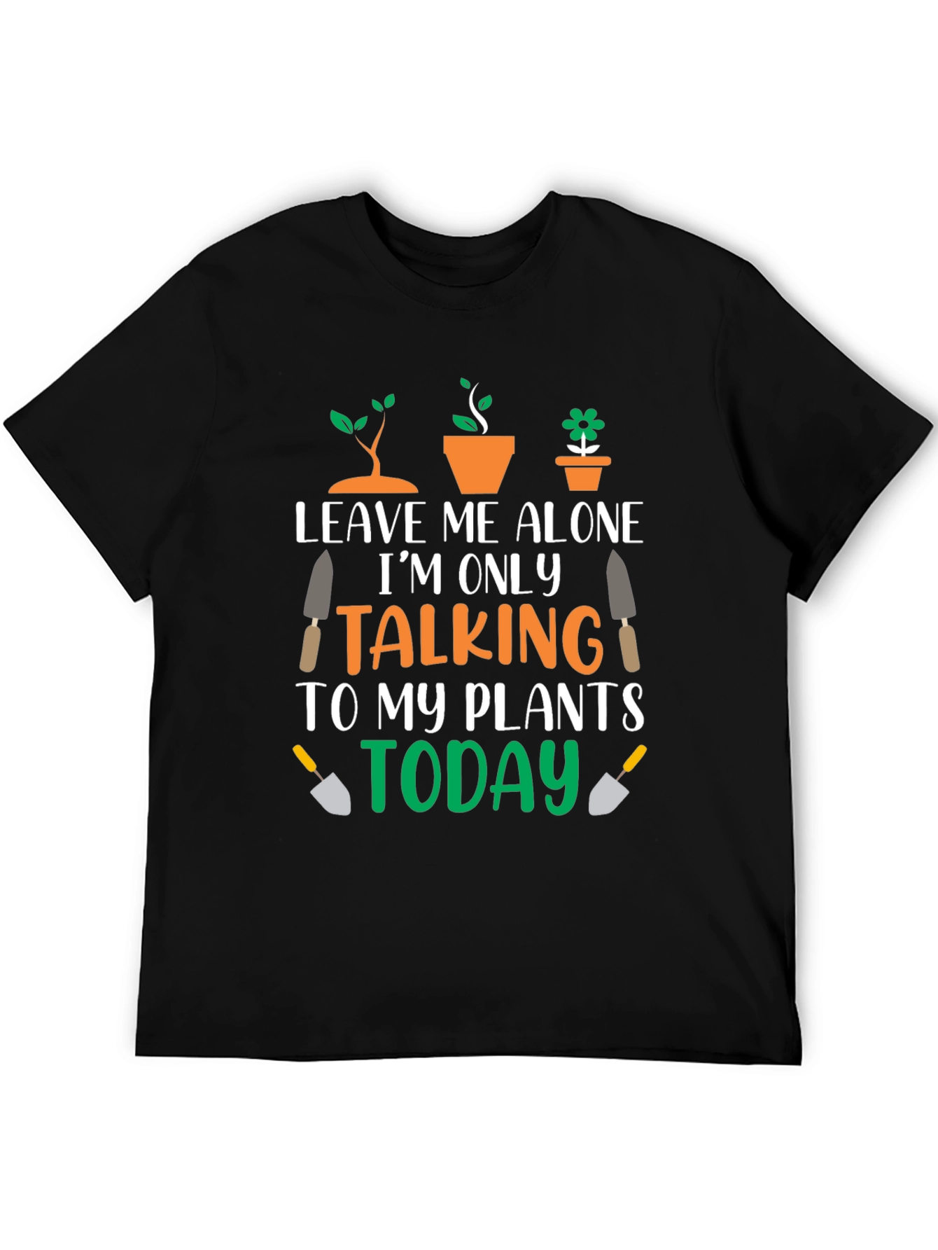 Black Leave Me Alone Talking to Plants T-Shirt view 5