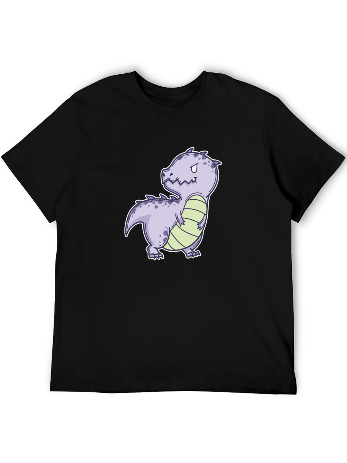 Black Cartoon Dinosaur Graphic Tee - Black Cotton Comfort view 5