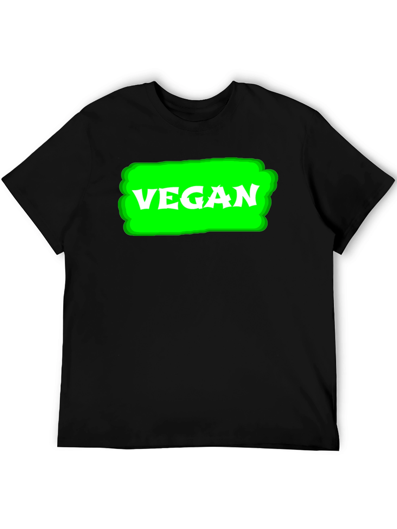 Black Vegan T-Shirt - Green Highlight view 5