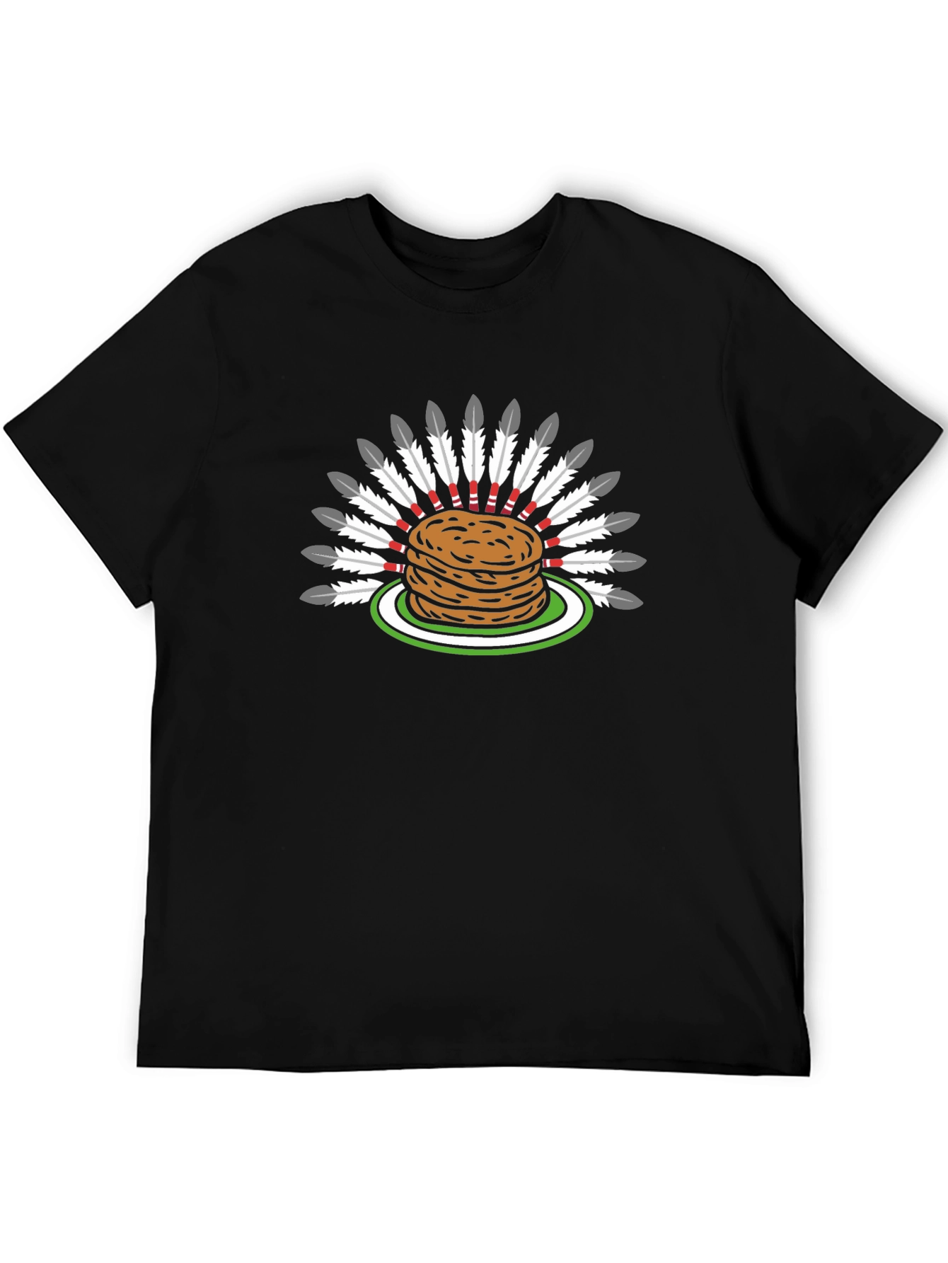 Black Pancake Headdress Funny Graphic T-Shirt view 5