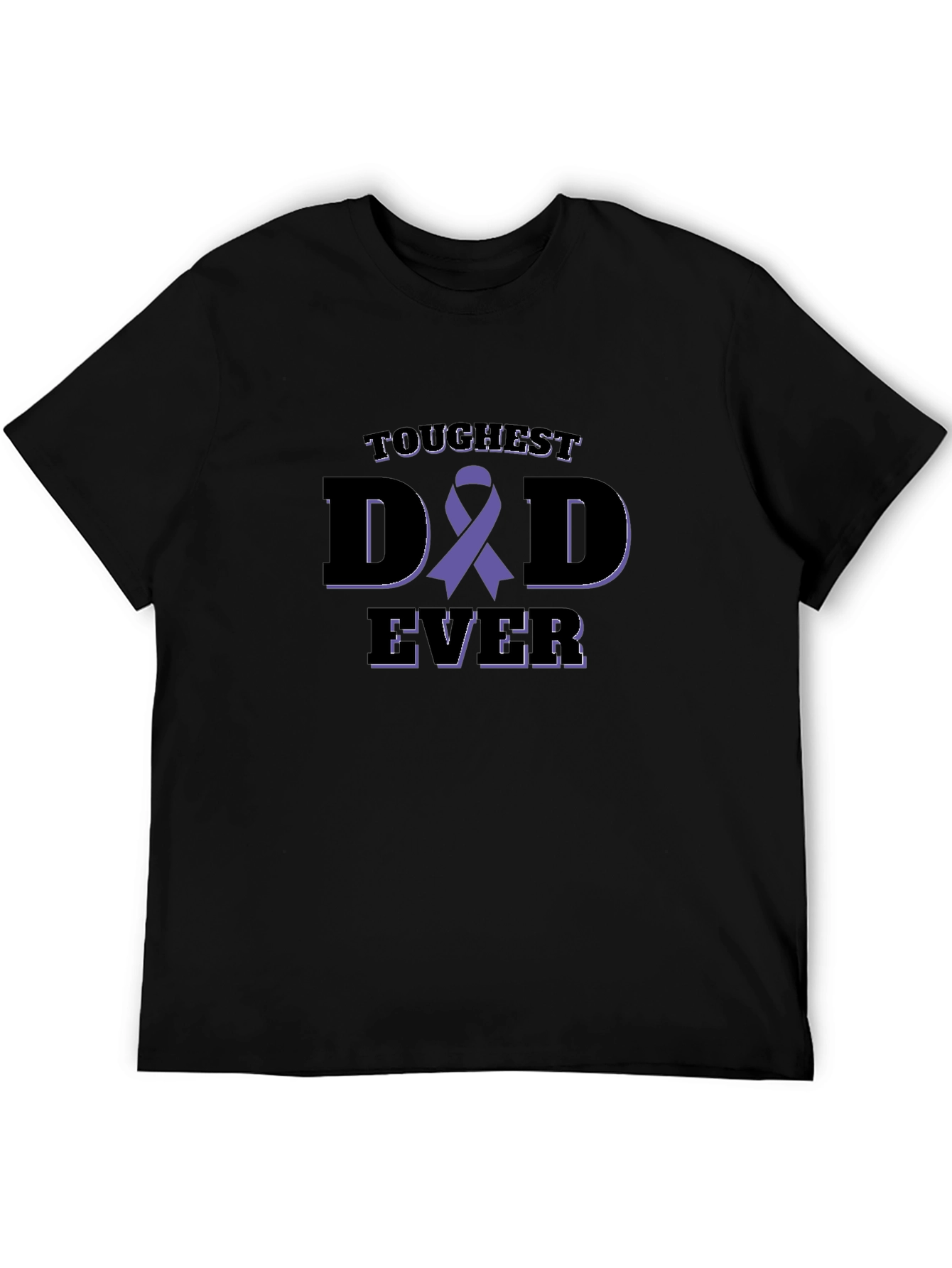 Black Toughest Dad Ever Awareness Ribbon Black T-Shirt view 5