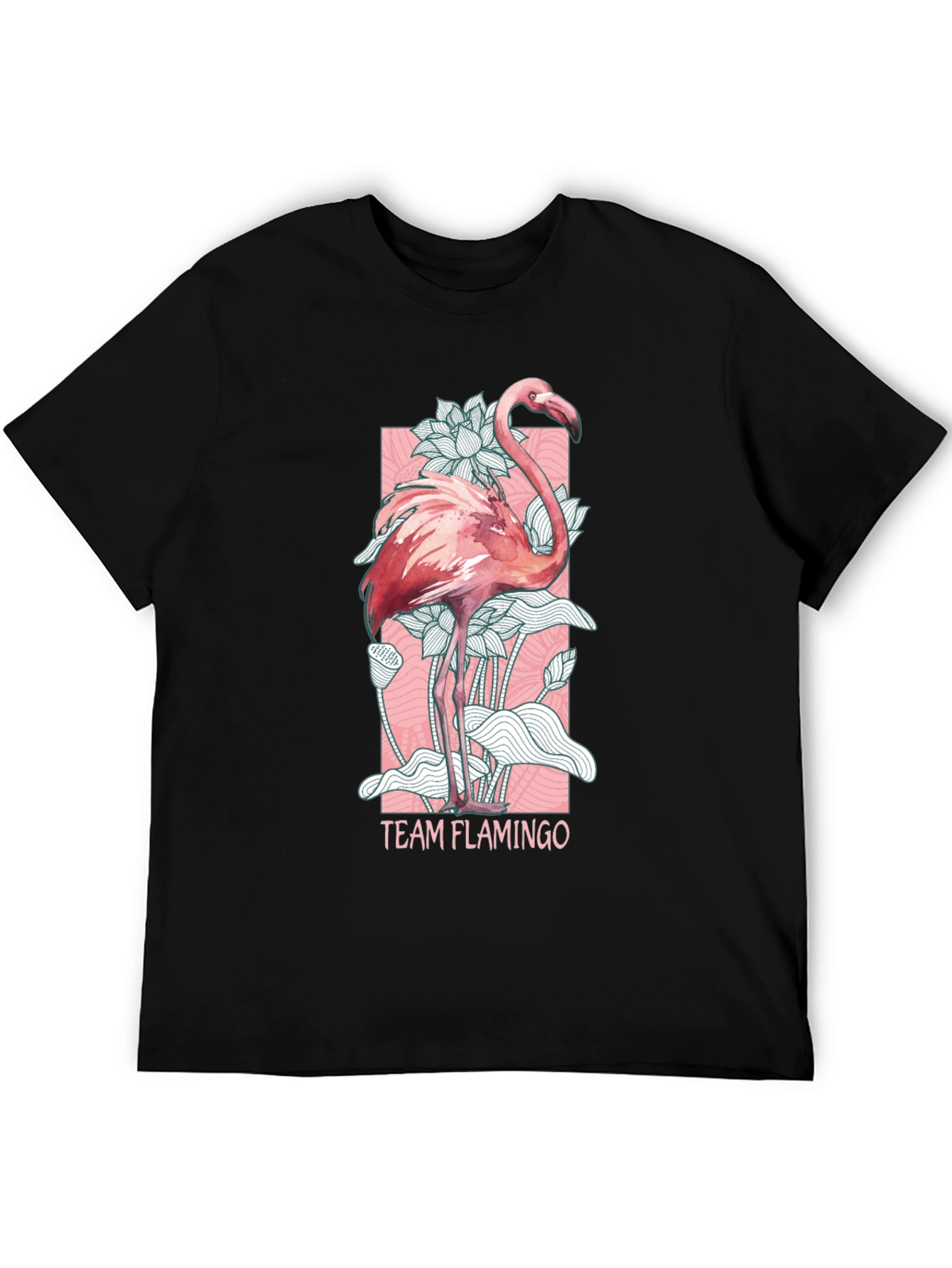 Black Team Flamingo Graphic Tee - Black Cotton Blend view 5