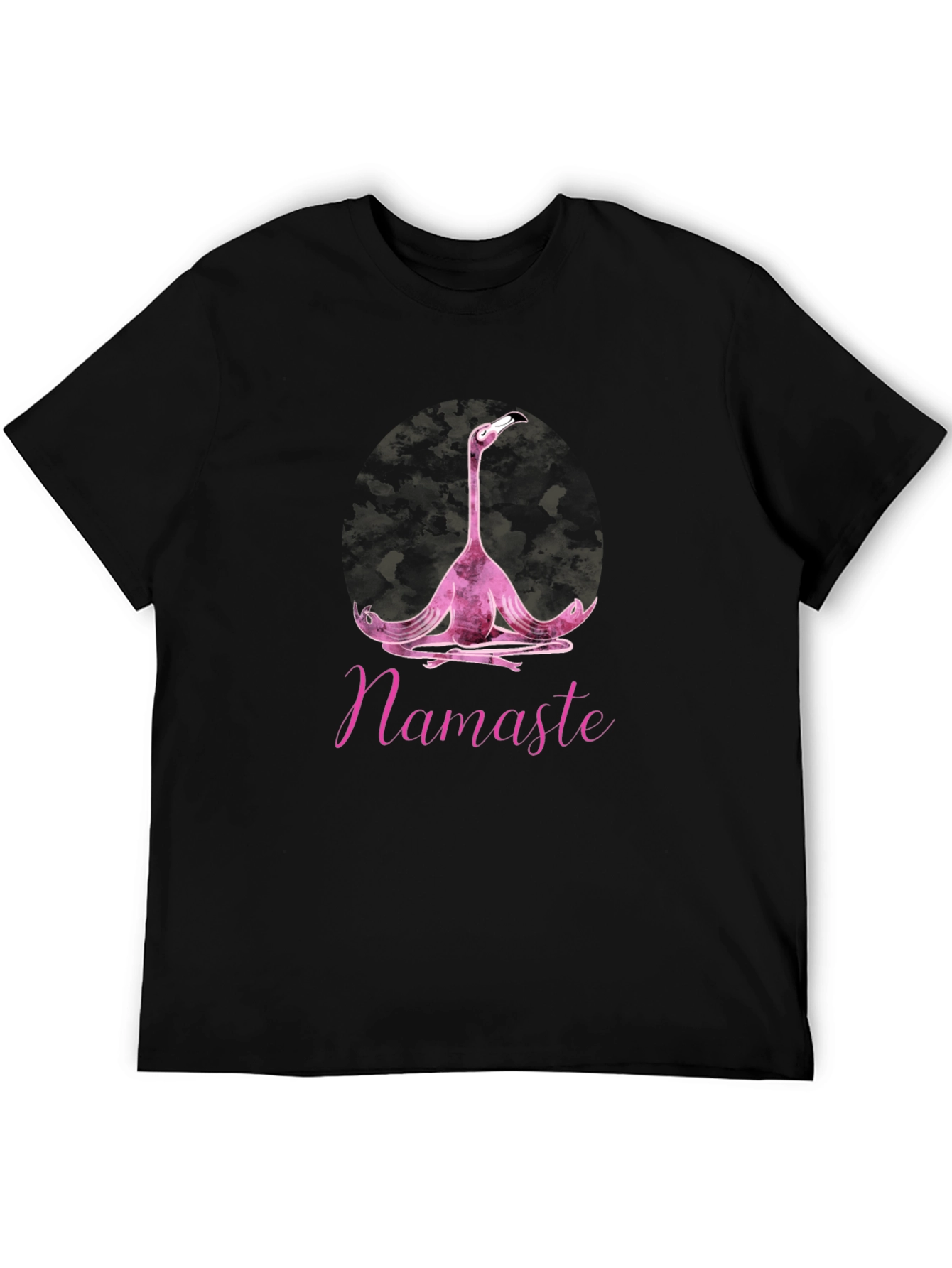 Black Namaste Yoga Flamingo T-Shirt - Black Cotton Tee view 5