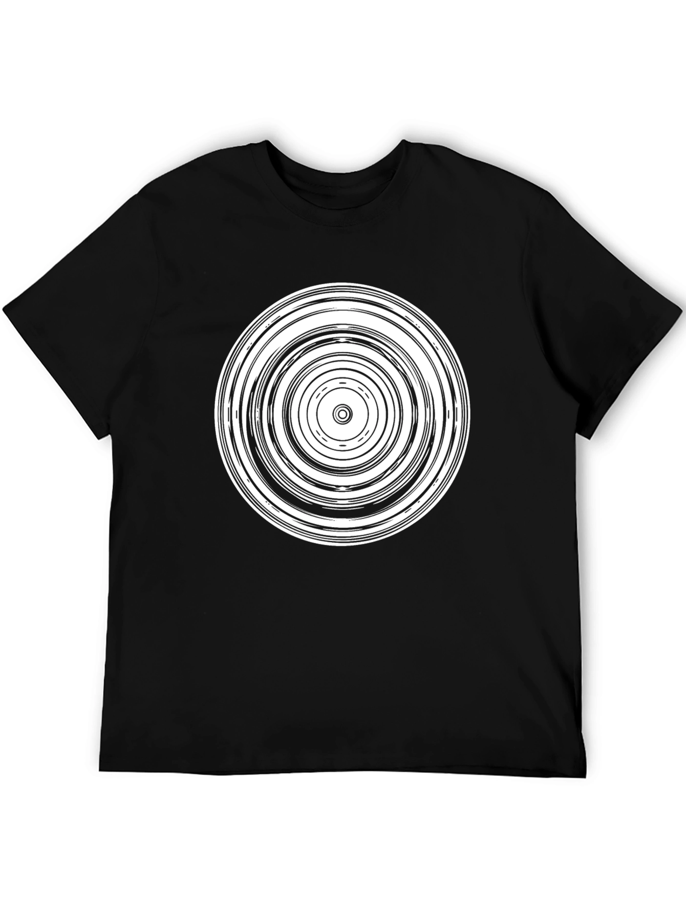 Black Abstract Rings Graphic T-Shirt - Modern Style view 5