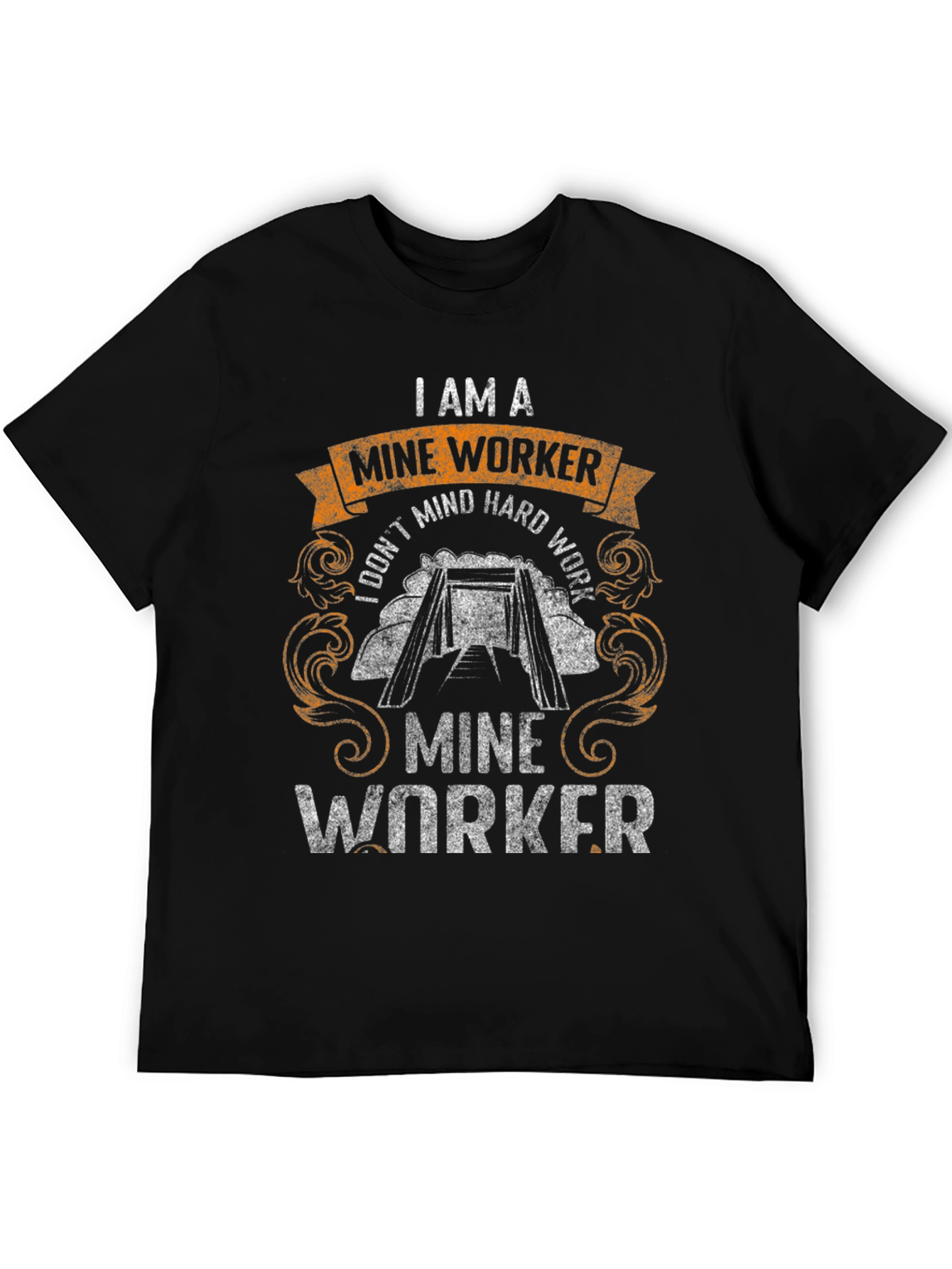 Black I Am A Mine Worker Graphic T-Shirt - Hard Work Apparel view 5