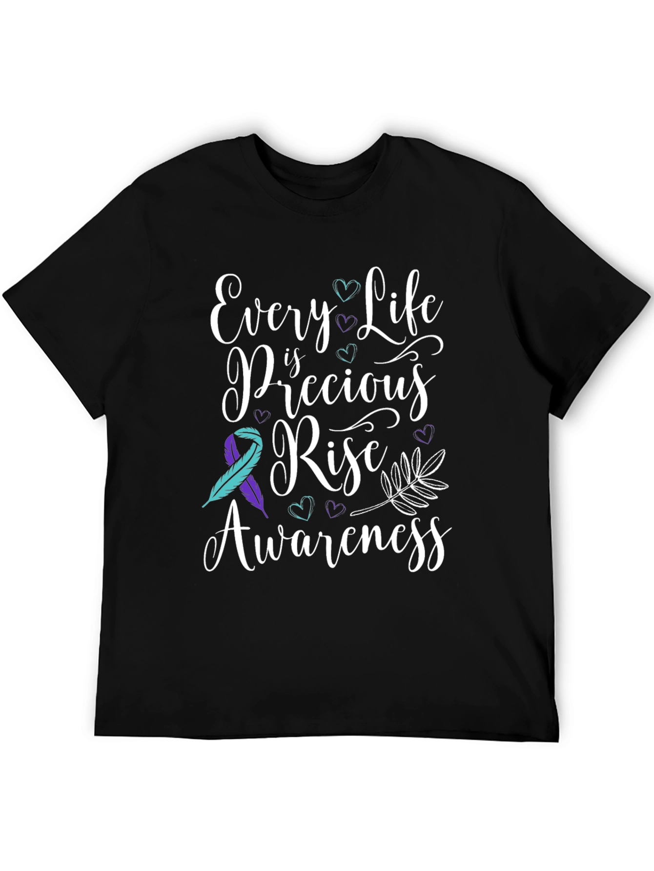 Black Every Life is Precious Tee: Suicide Awareness Shirt view 5