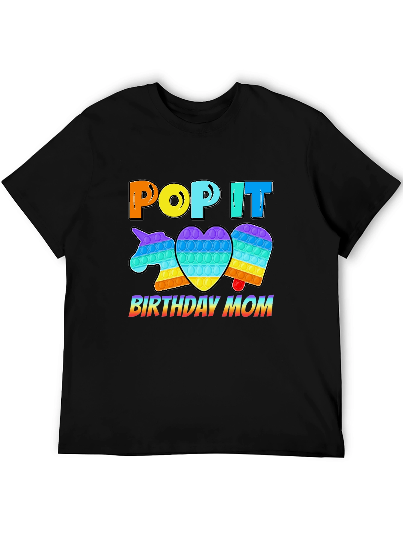 Black Pop It Birthday Mom T-Shirt view 5