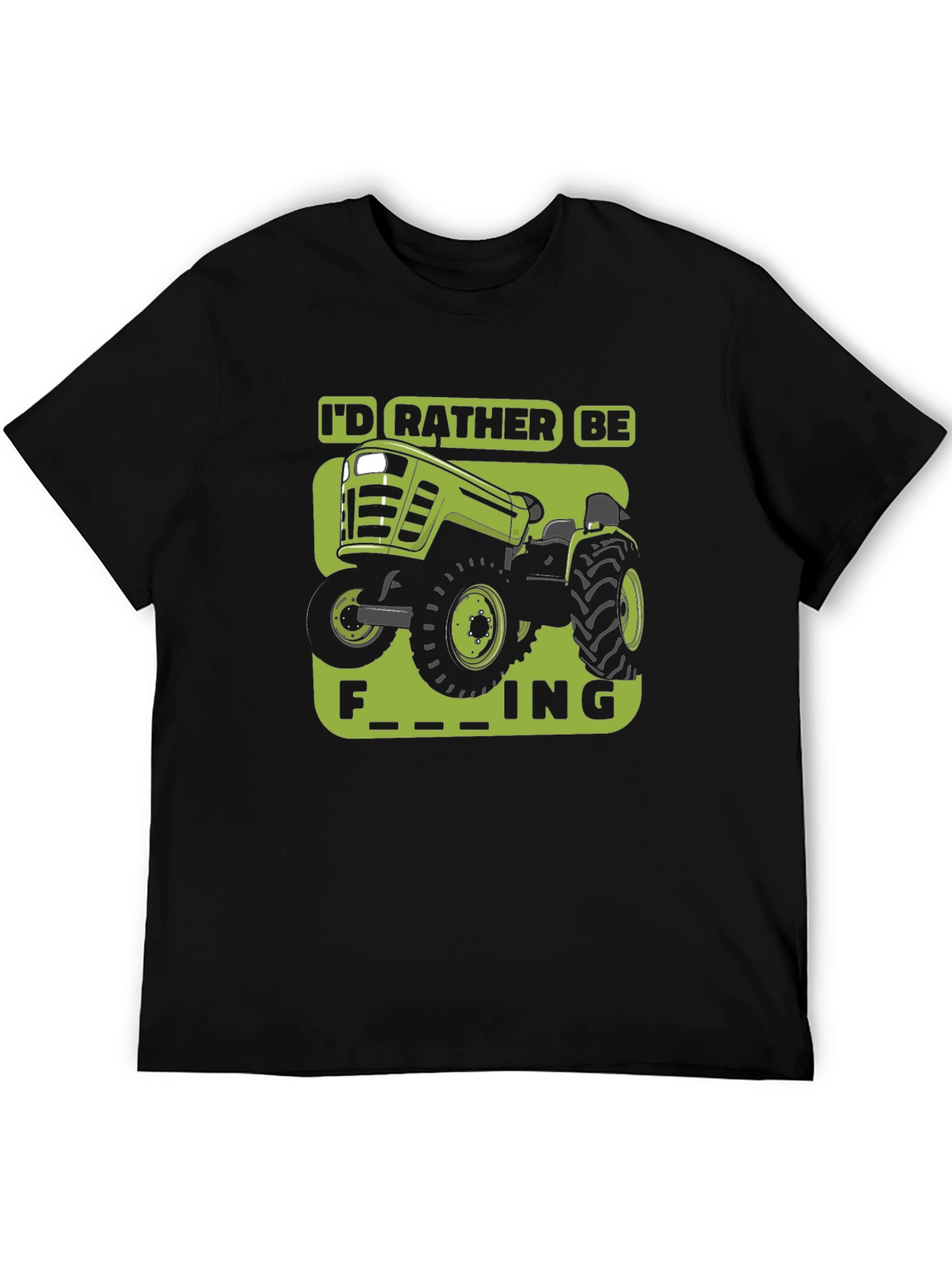 Black Funny Tractor T-Shirt - I'd Rather Be Farming view 5