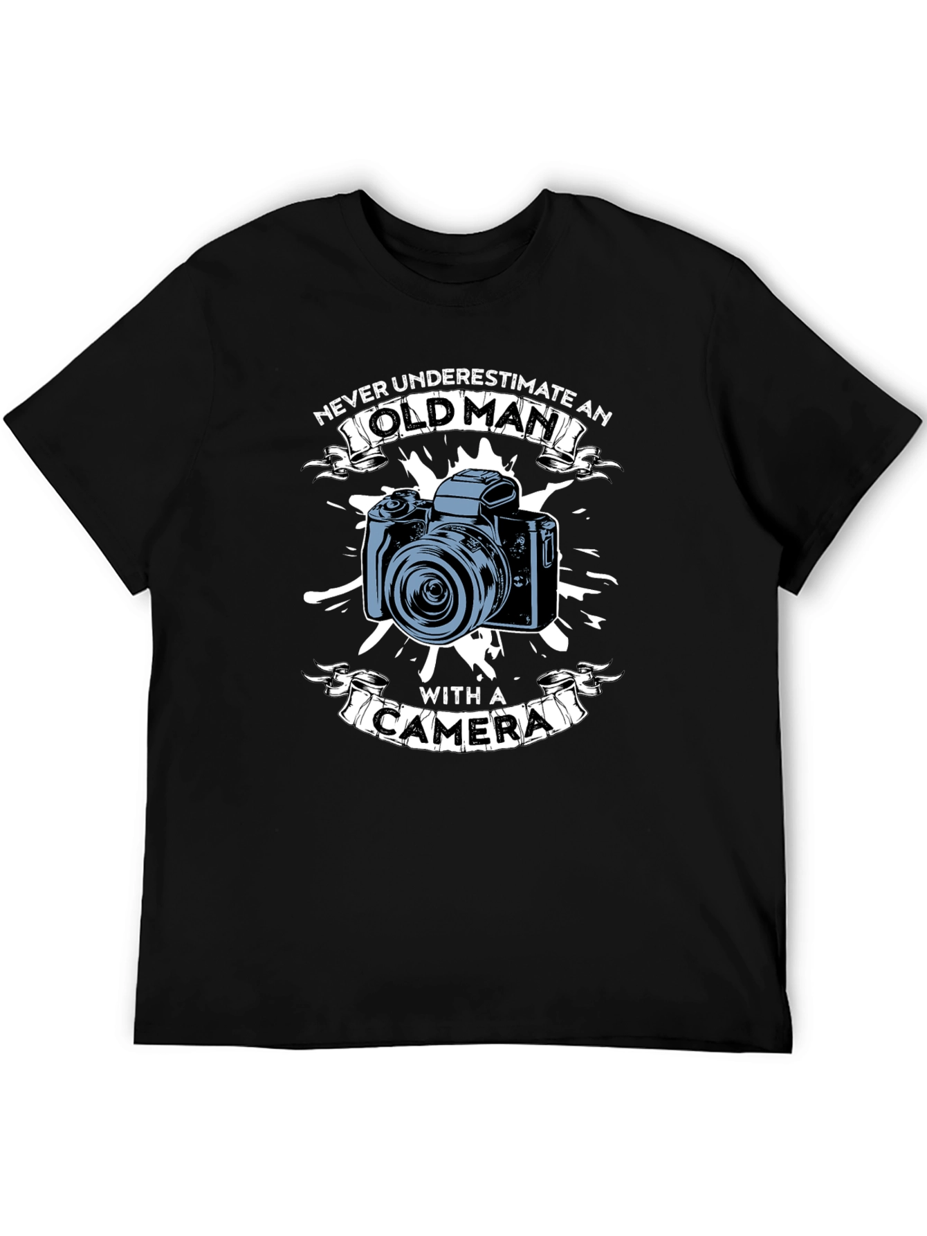 Black Old Man Camera Graphic Tee - Photography Lover Gift view 5