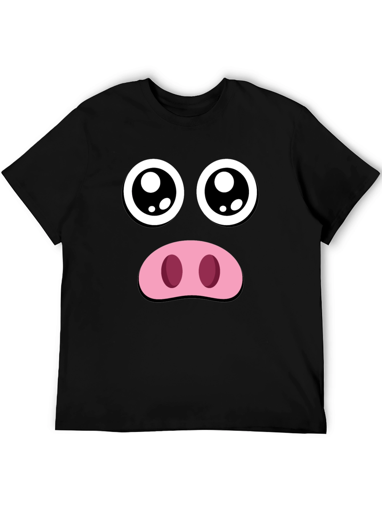 Black Funny Pig Face T-Shirt view 5
