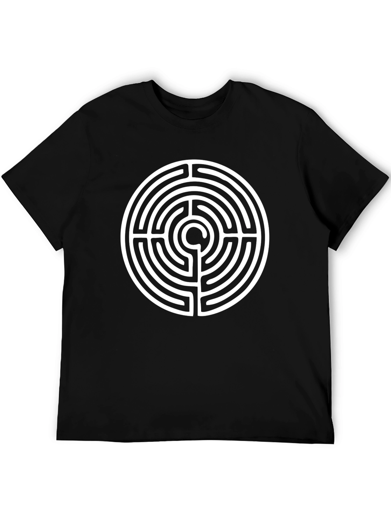 Black Labyrinth Circle Graphic Tee - Black Cotton Blend view 5