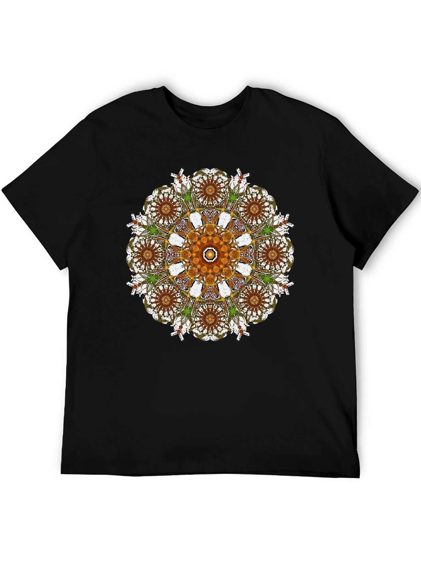 Black Mandala Print Black Crew Neck T-Shirt view 5