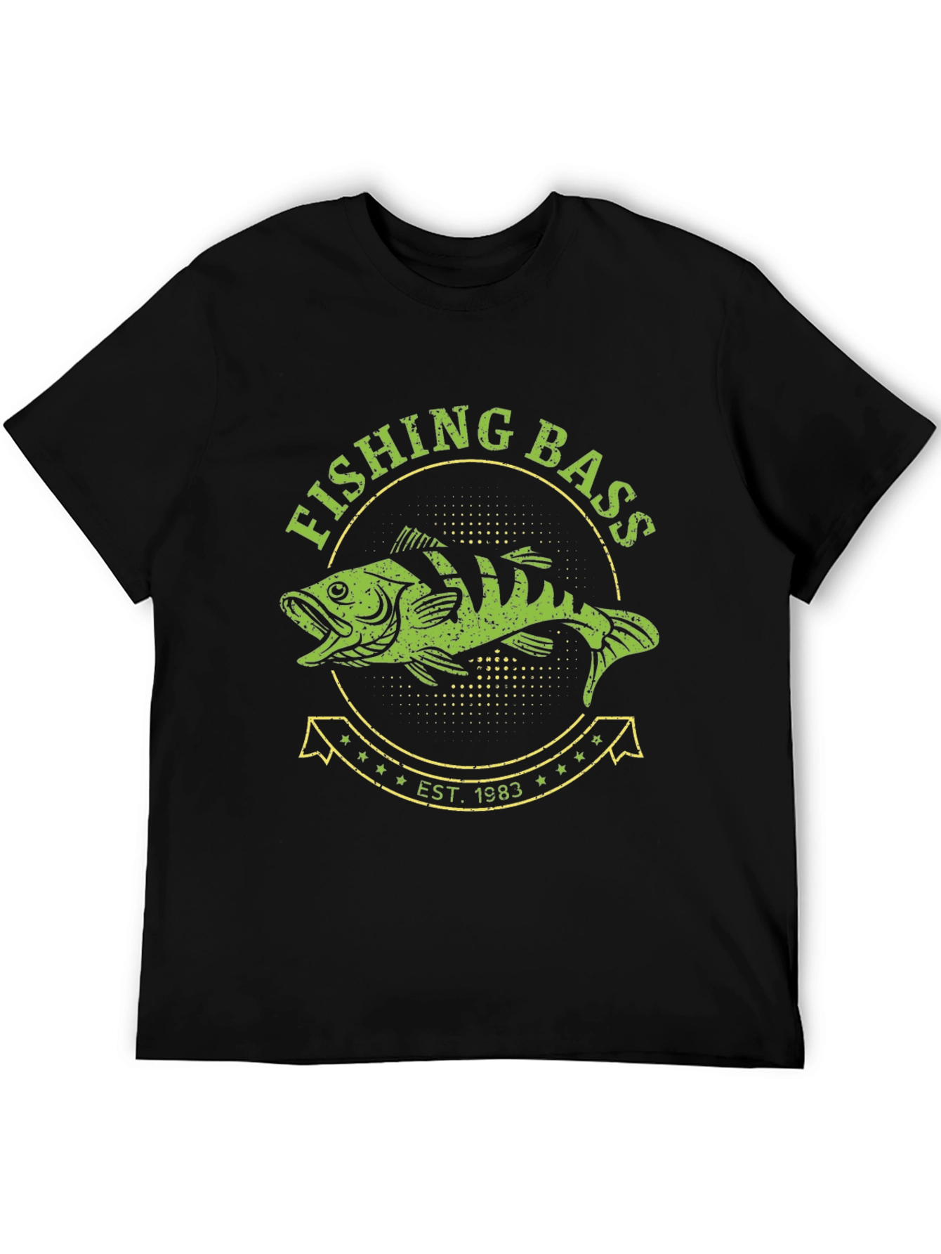 Black Fishing Bass Est. 1983 Black T-Shirt view 5