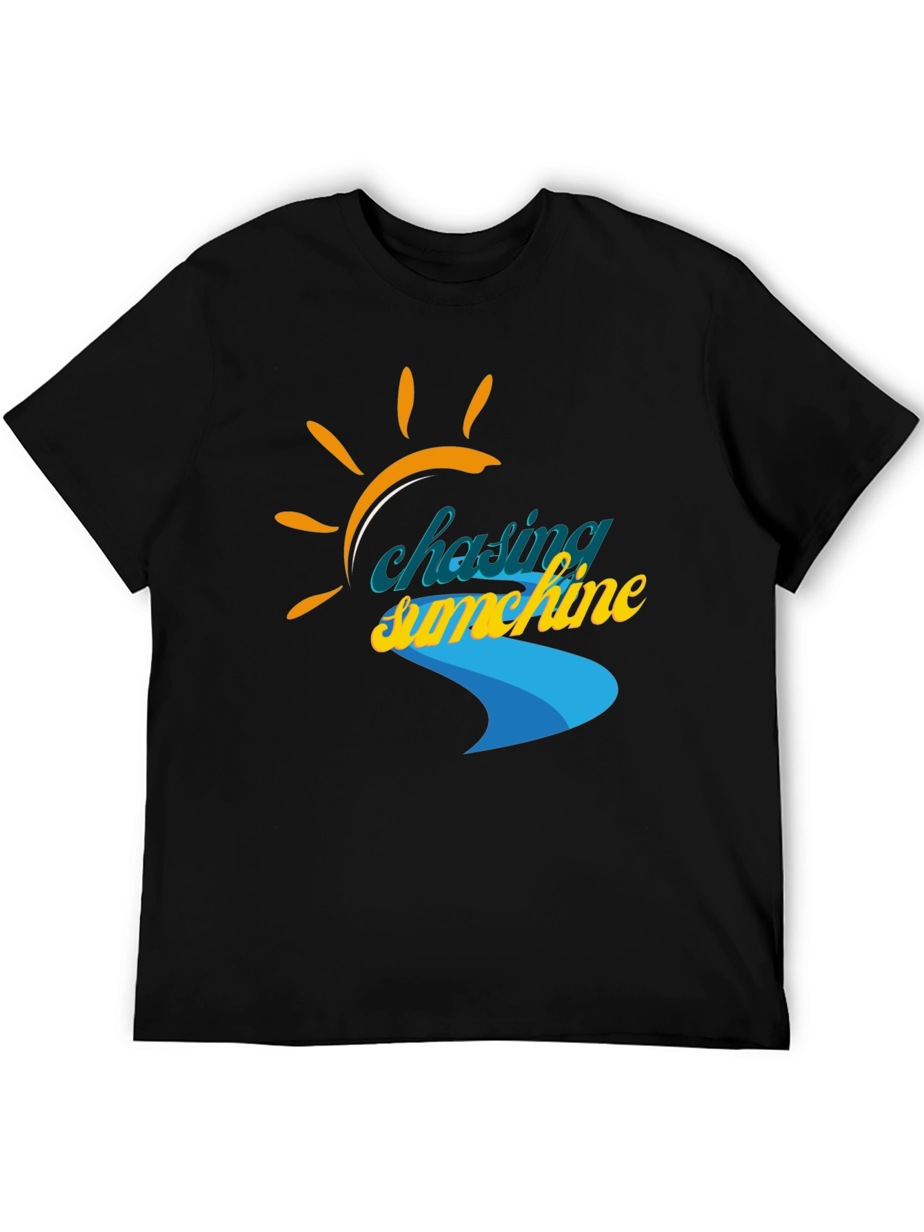 Black Chasing Sunshine Graphic Tee - Black Cotton Shirt view 5