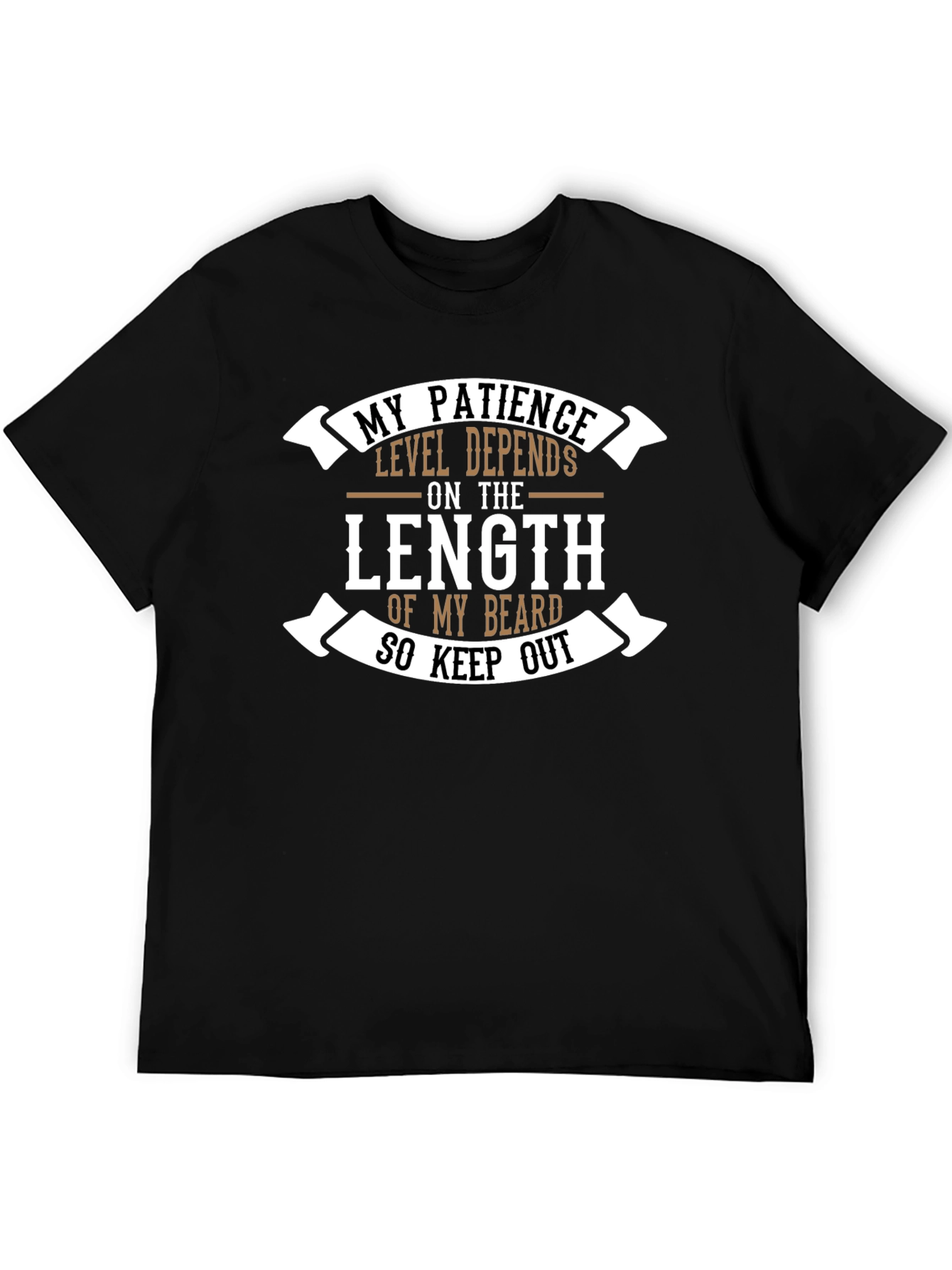 Black Beard Length Patience T-Shirt - Funny Graphic Tee view 5