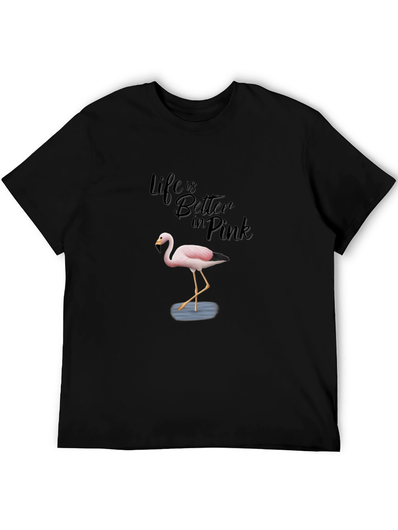Black Life is Better in Pink Flamingo T-Shirt view 5