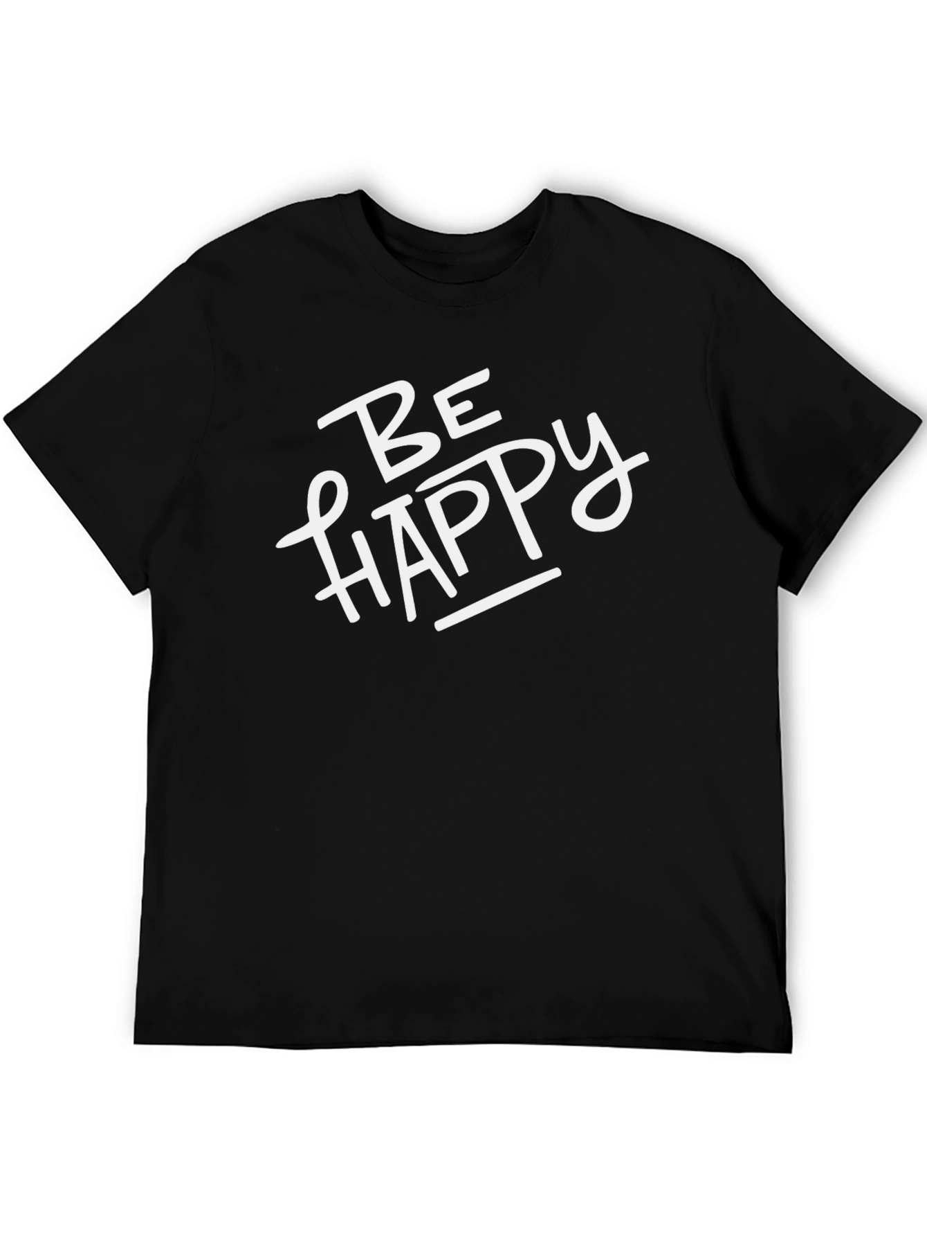 Black Be Happy Graphic Tee - Unisex Casual Shirt view 5