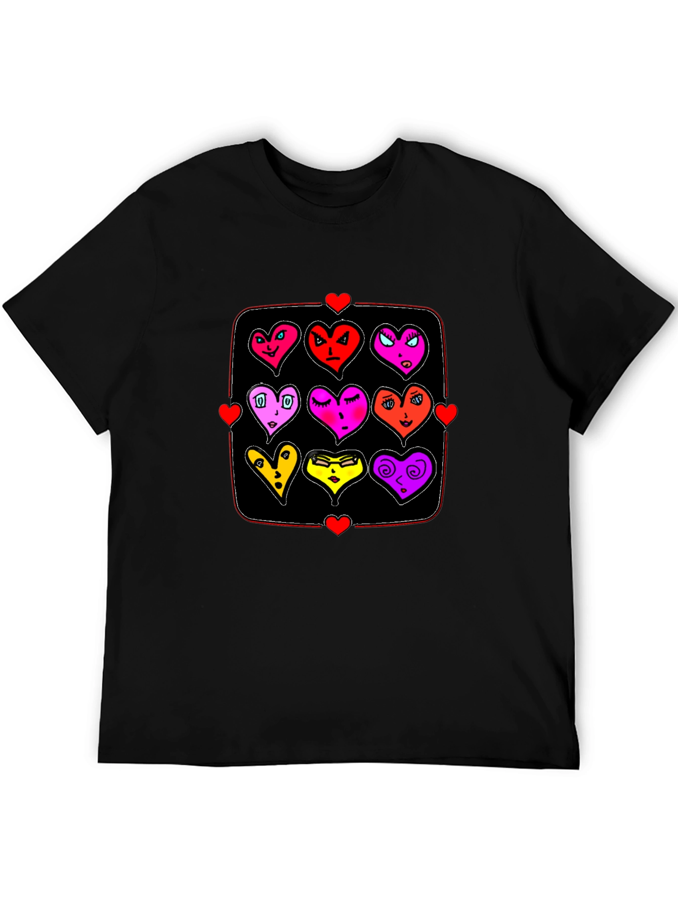 Black Heart Emoji Grid T-Shirt - Black Graphic Tee view 5
