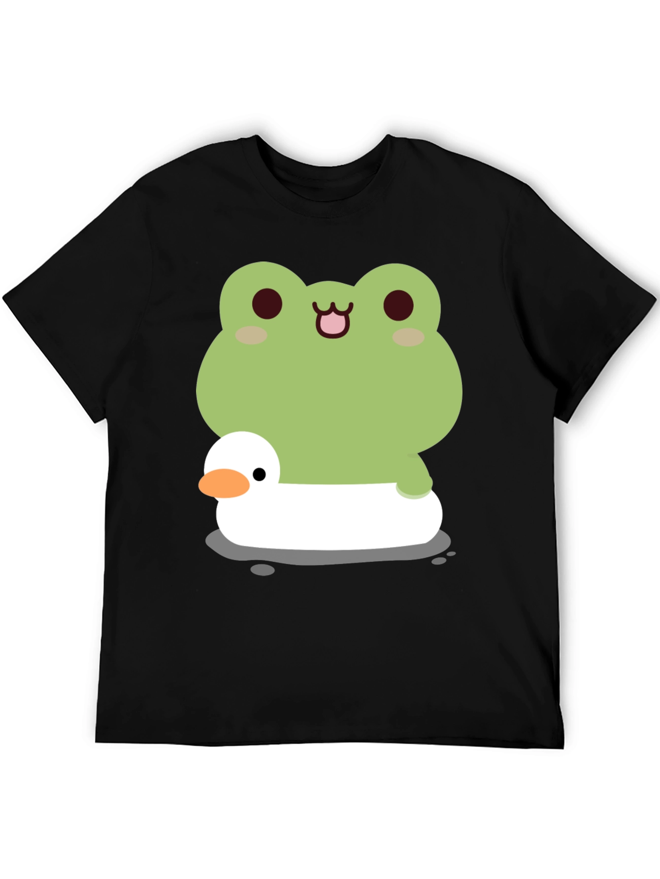 Black Frog and Duck T-Shirt - Cute Cartoon Graphic Tee view 5