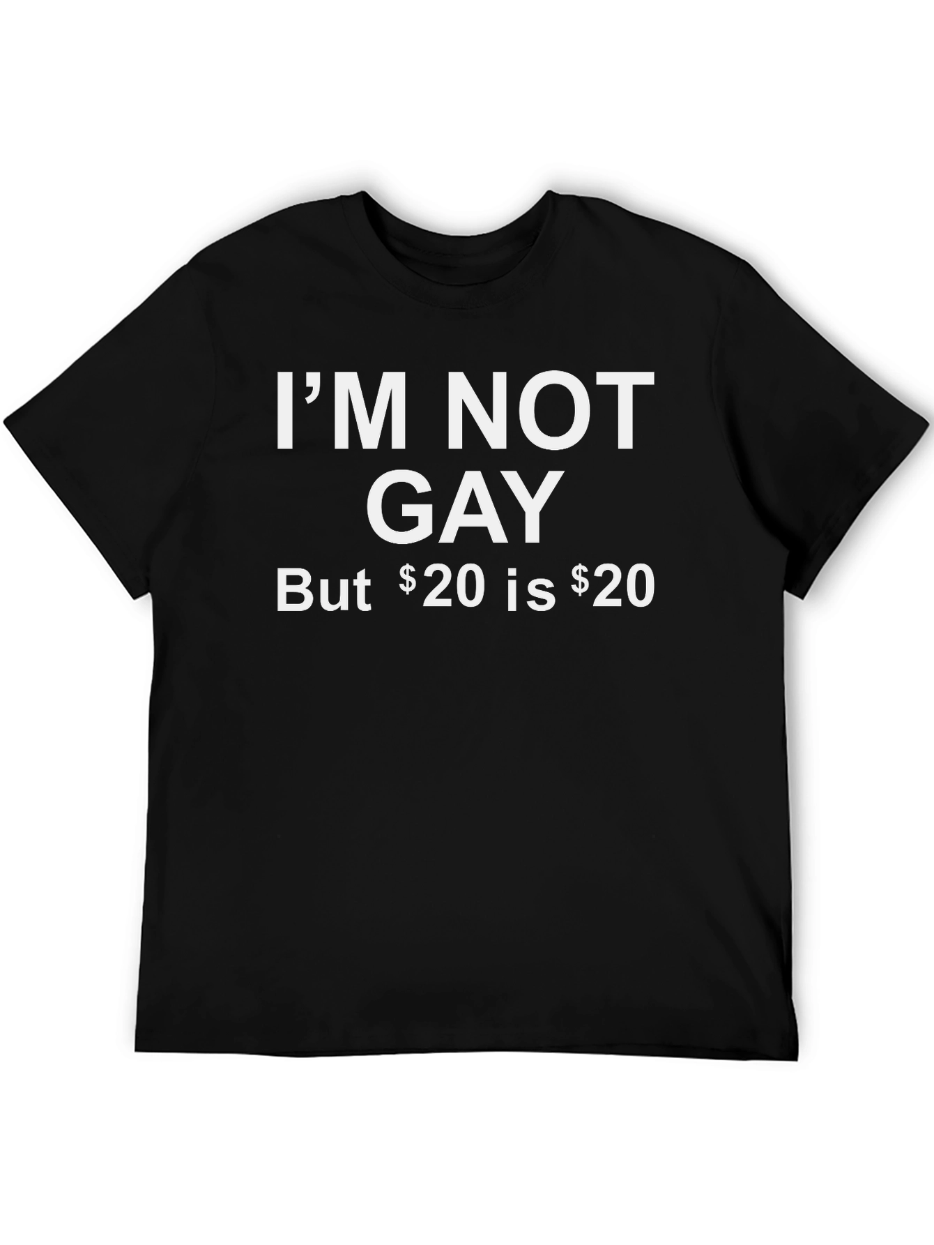 Black I'M NOT GAY, But $20 Is $20 Black T-Shirt view 5