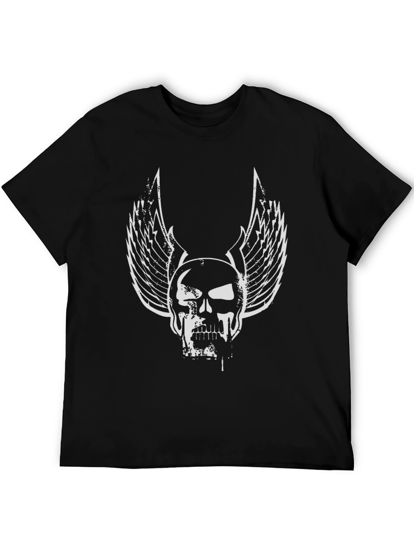 Black Skull Wings Graphic Black T-Shirt view 5