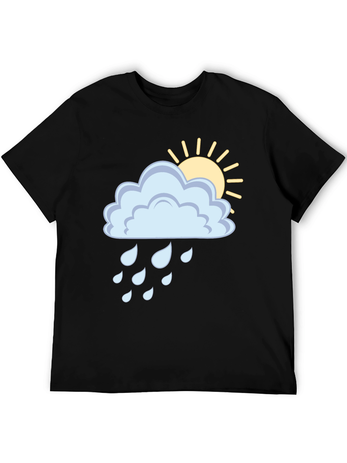 Black Cloud Rain Sun Graphic Tee - Black Unisex T-Shirt view 5
