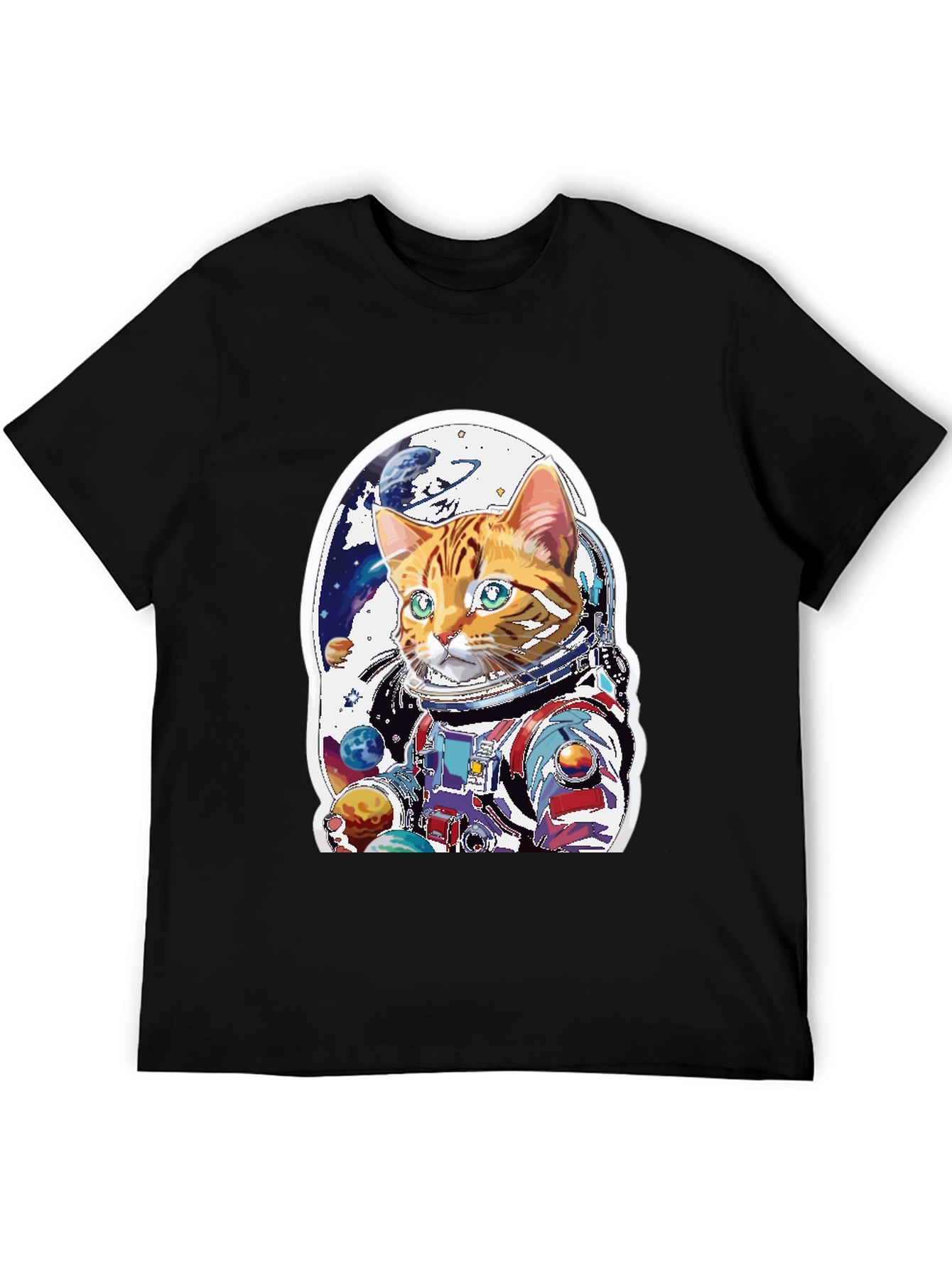 Black Cat Astronaut T-Shirt - Space Explorer Kitty Tee view 5