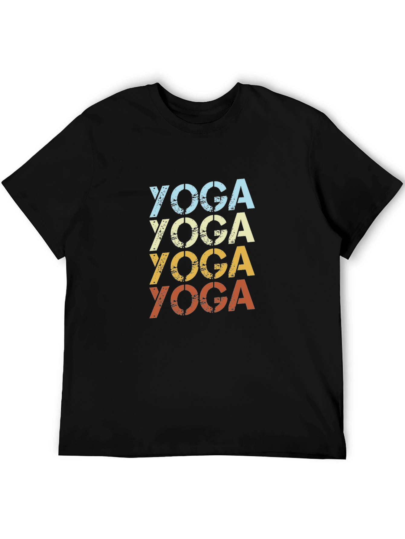Black Retro Yoga T-Shirt - Soft Cotton Tee for Men view 5