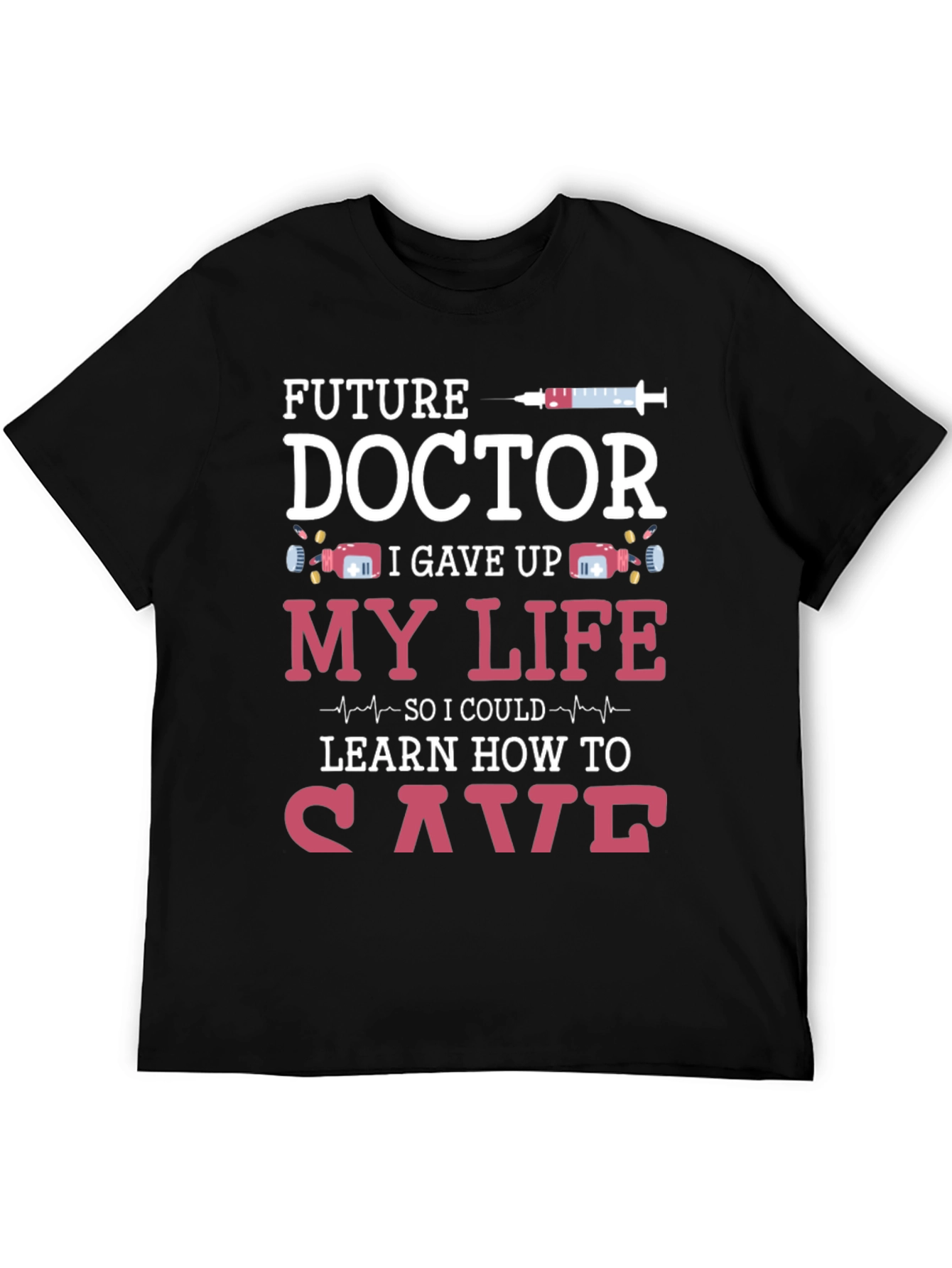 Black Future Doctor T-Shirt Funny Medical Student Tee view 5