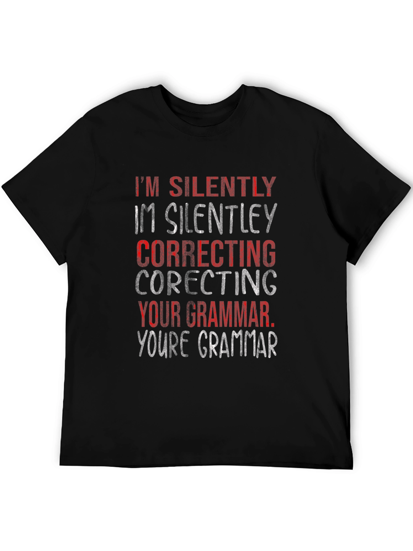 Black Silently Correcting Grammar Graphic Tee view 5