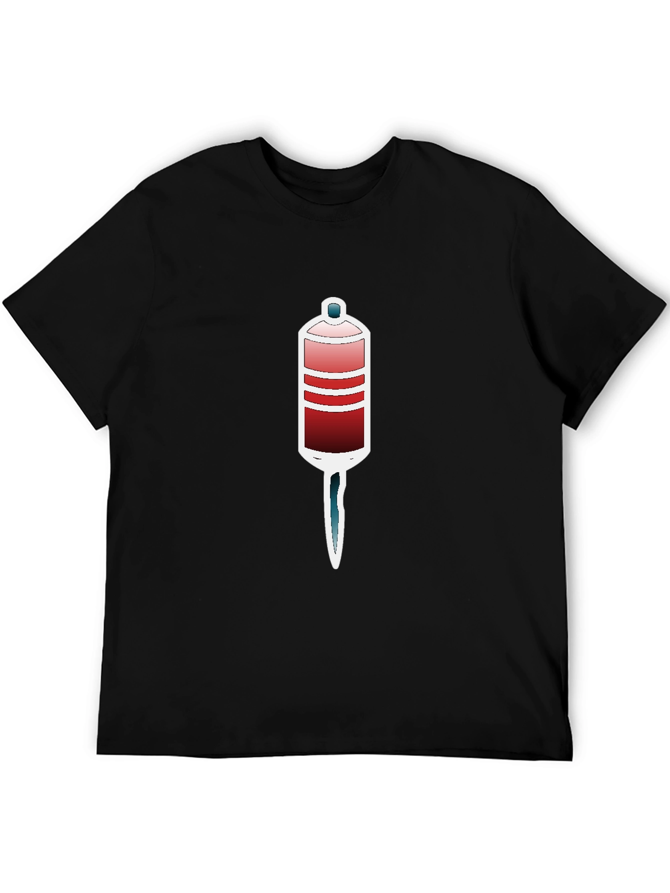 Black Unique Graphic Tee - Red and Blue Tube Design view 5