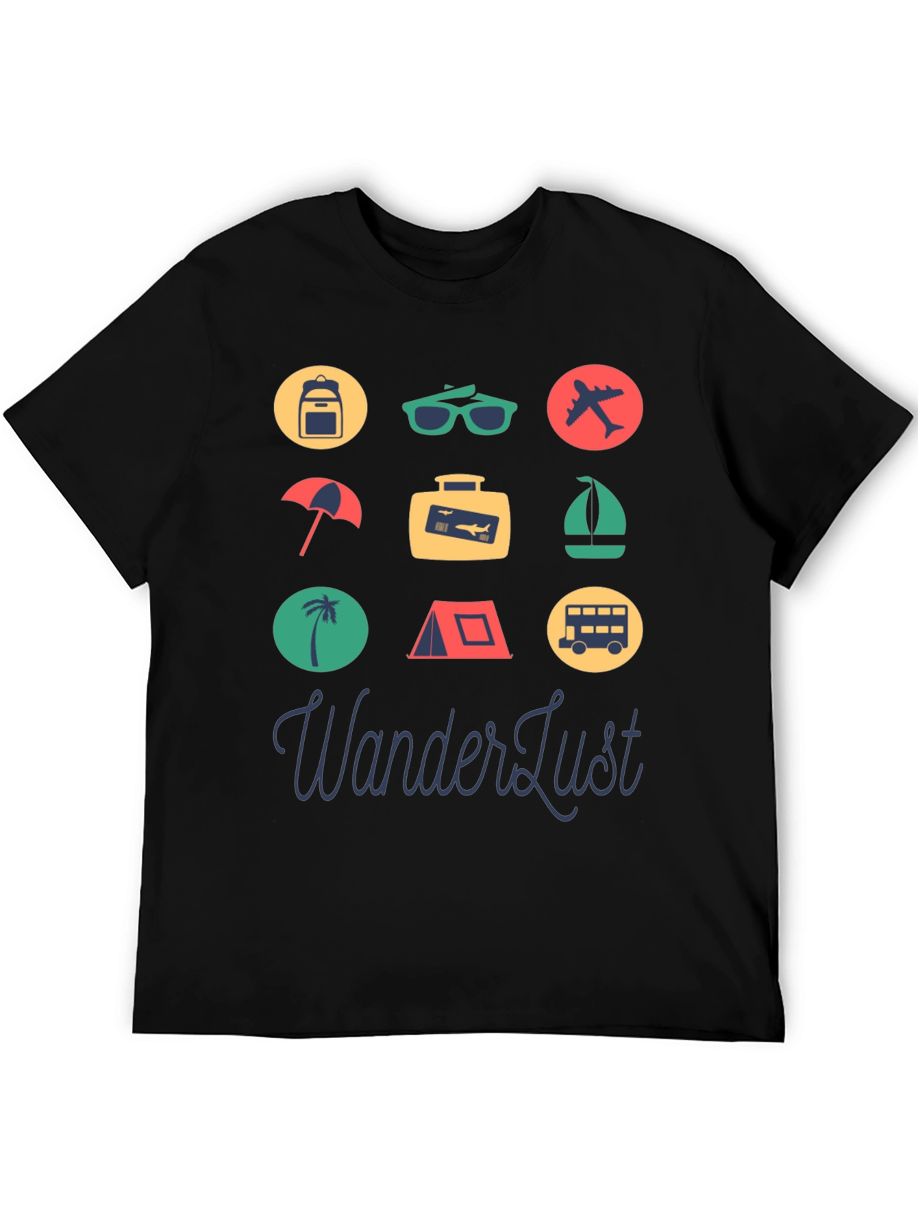 Black Wanderlust Travel Icon Graphic Tee view 5