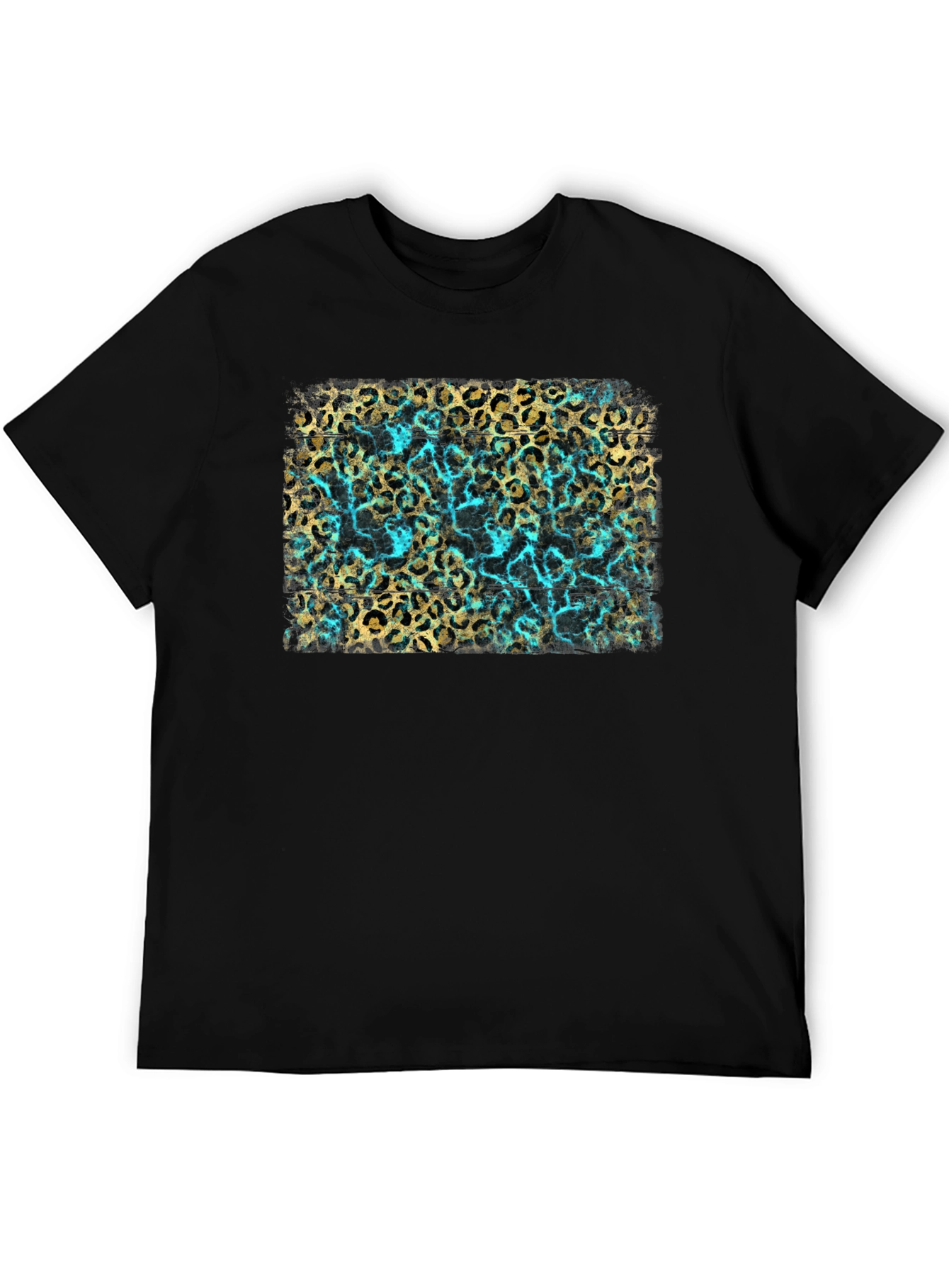 Black Leopard Print Tee - Turquoise Accent view 5