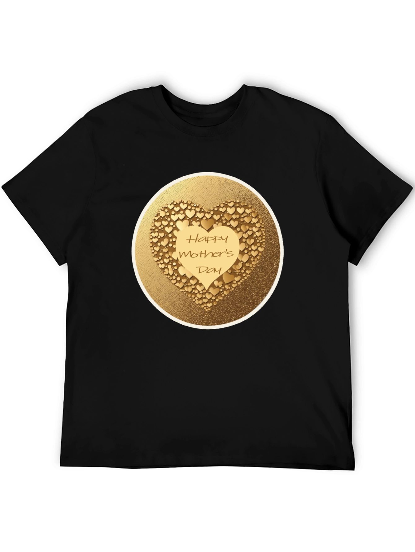 Black Happy Mother's Day Gold Heart Tee view 5