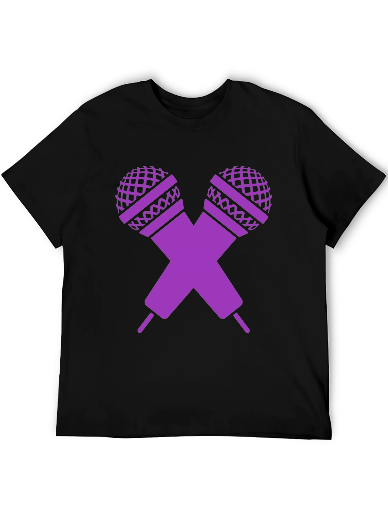 Black Purple Microphone Cross Graphic T-Shirt view 5