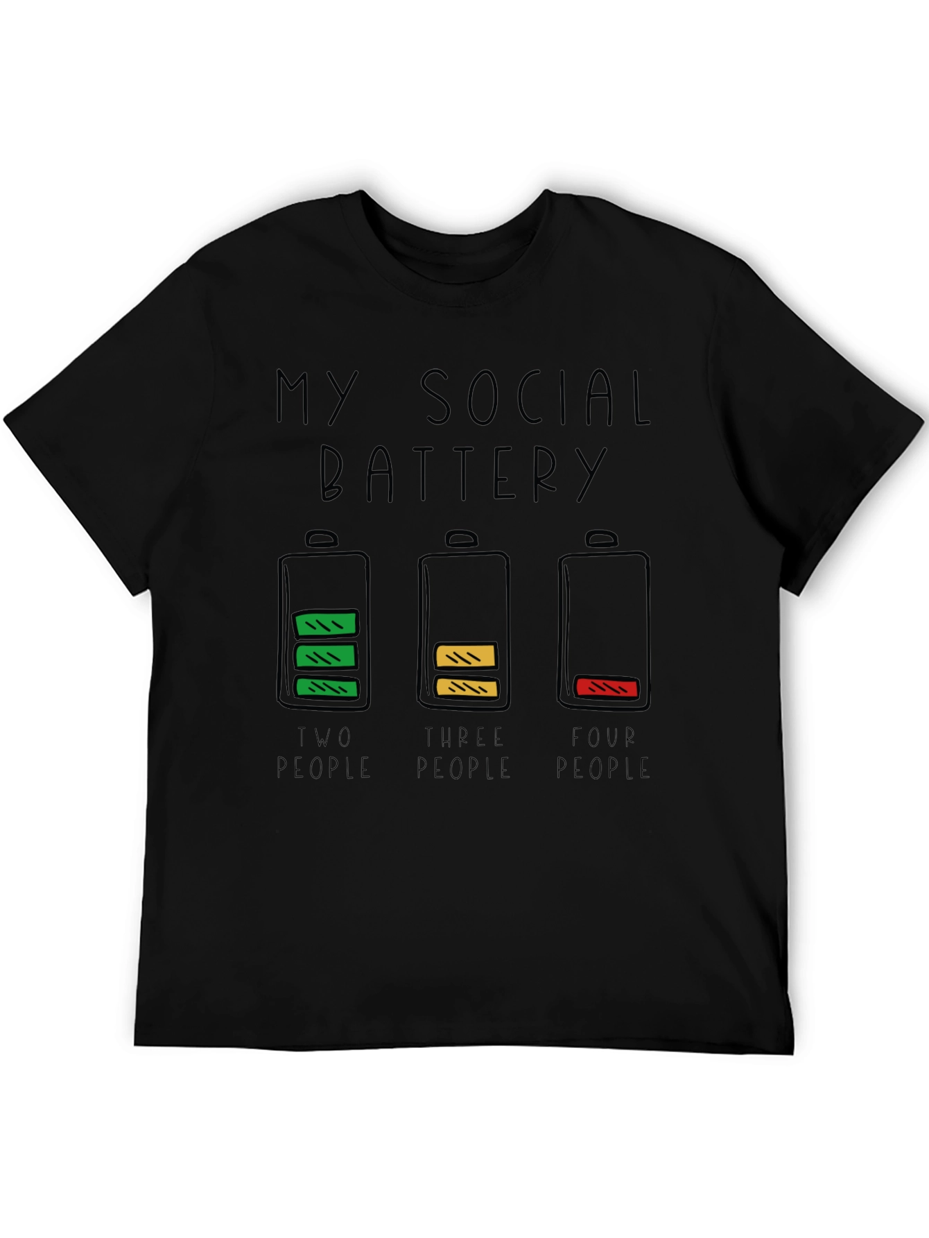 Black Social Battery Graphic Tee - Introvert Humor view 5
