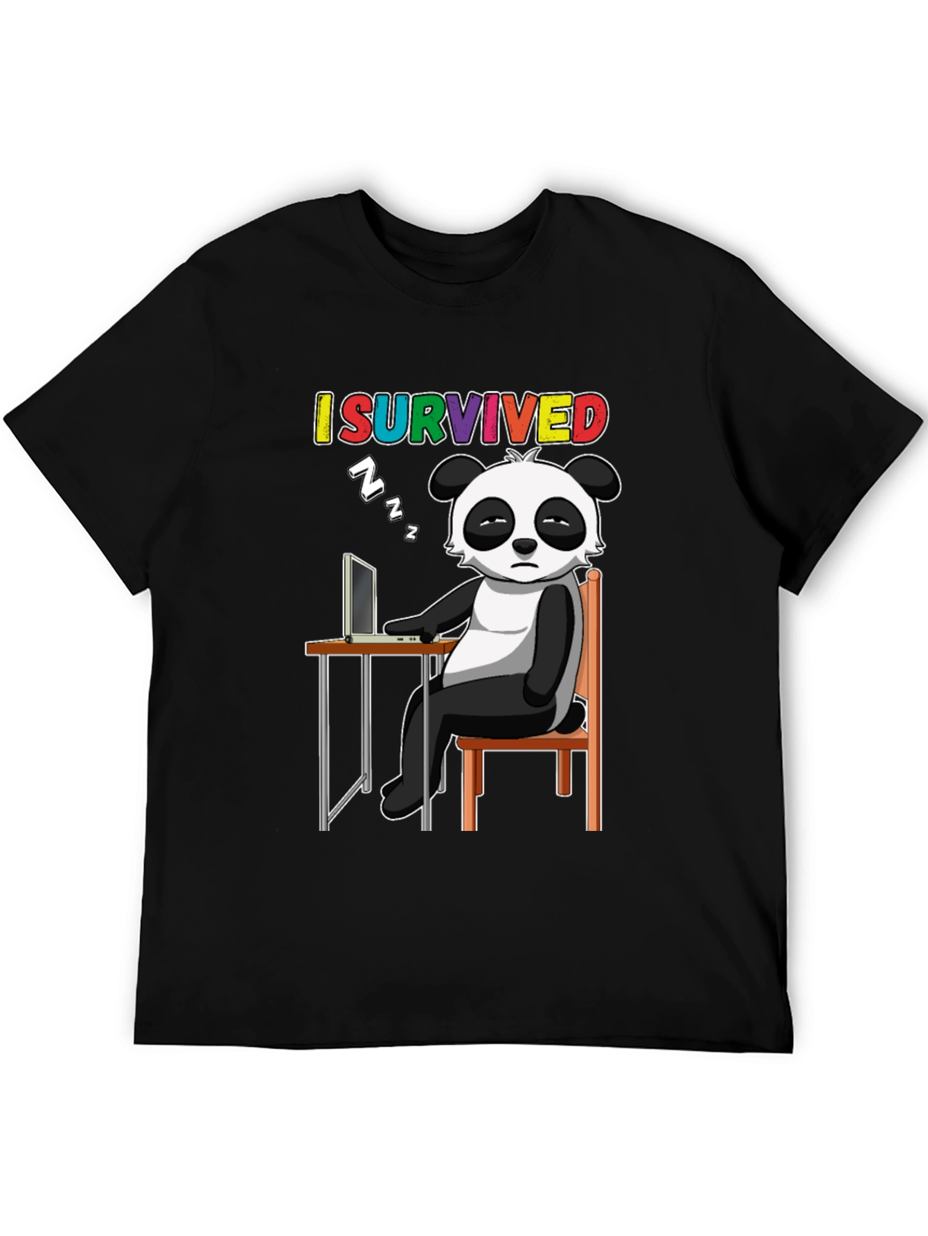 Black I Survived Panda T-Shirt - Funny Novelty Tee view 5