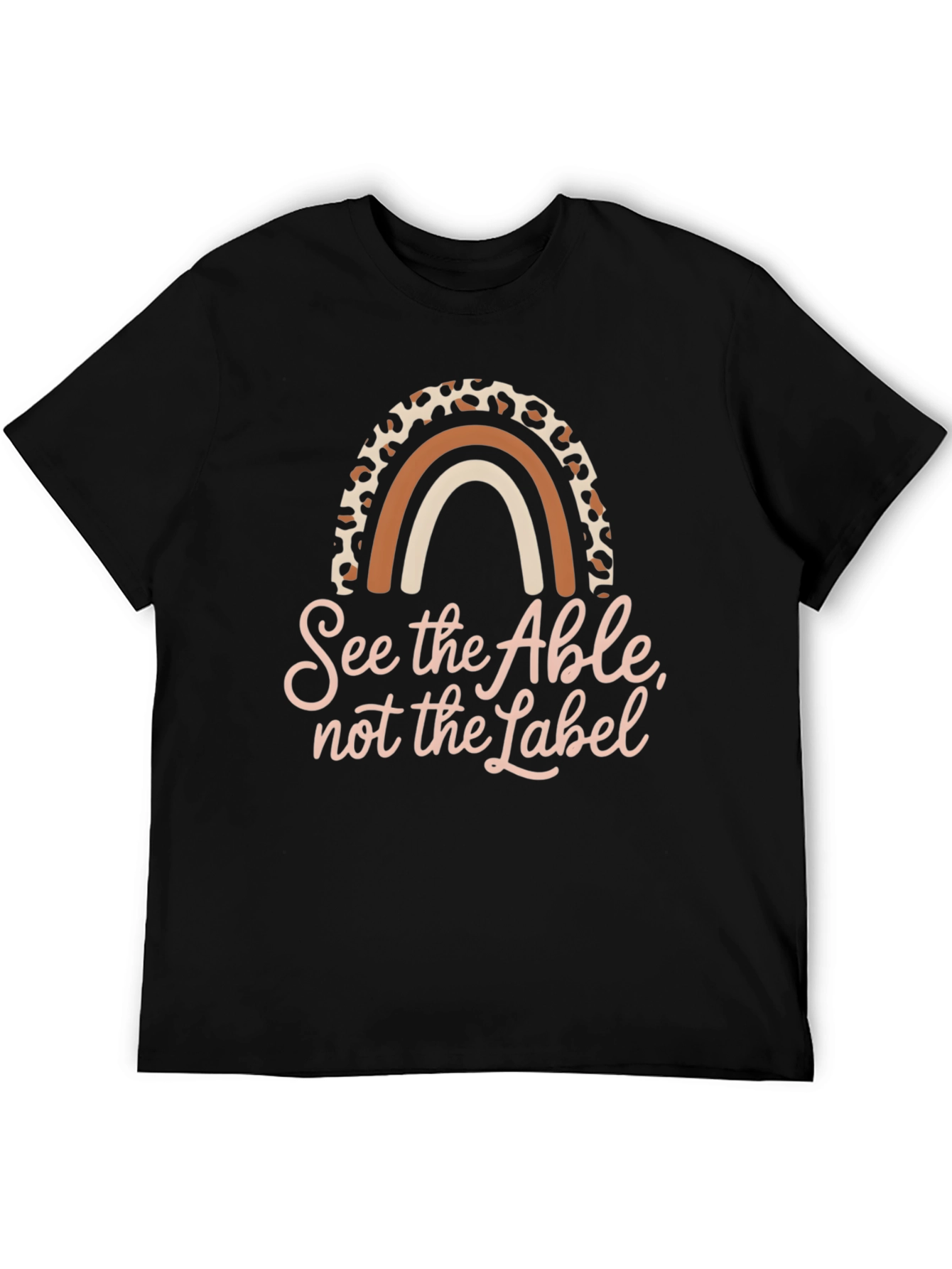 Black See the Able T-Shirt, Rainbow Design, Black view 5