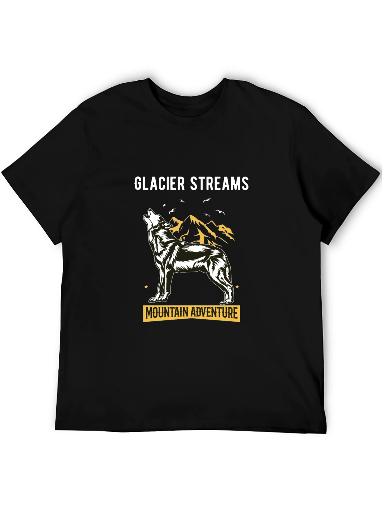 Black Glacier Streams Mountain Adventure Black T-Shirt view 5