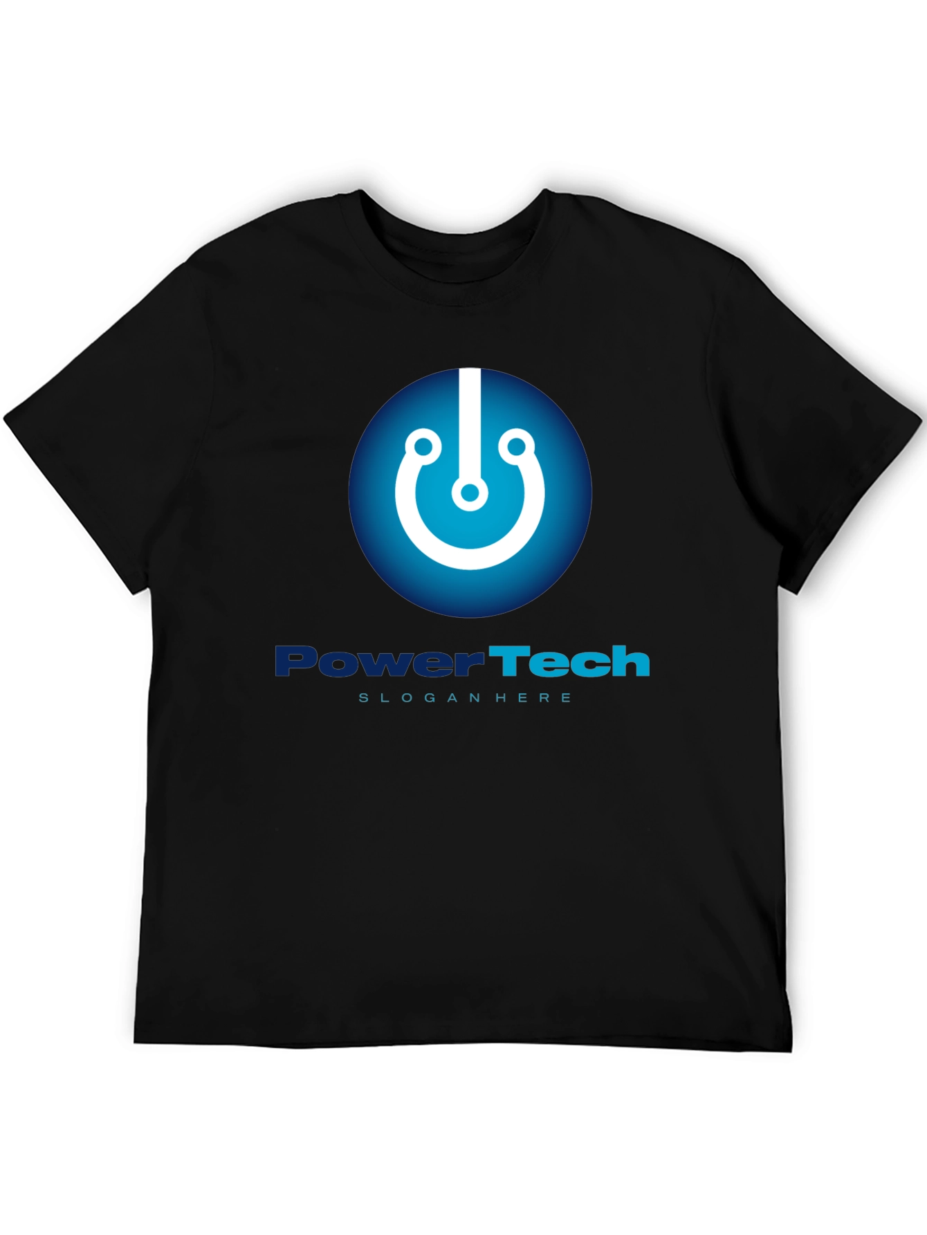Black PowerTech Black T-Shirt - Modern Tech Design view 5