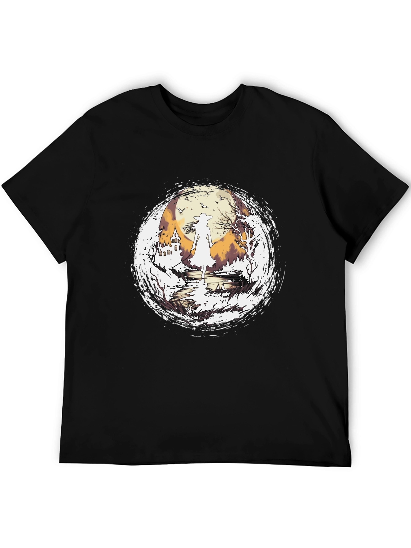 Black Witch Silhouette Halloween T-Shirt view 5