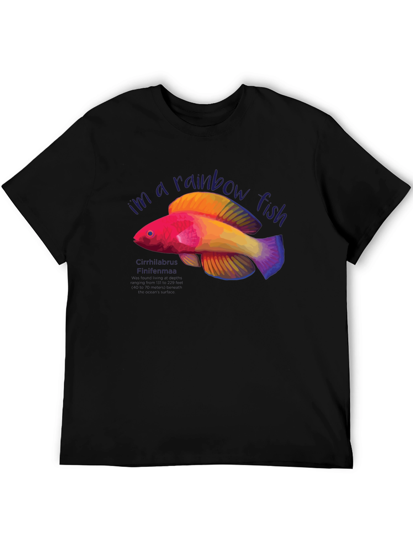 Black Rainbow Fish Graphic Tee - Unique Design view 5