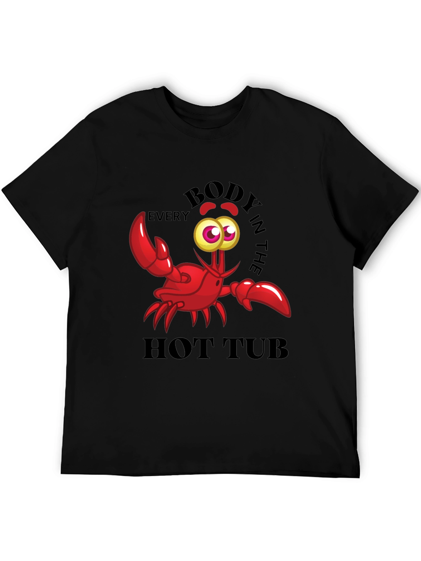 Black Funny Crab Hot Tub T-Shirt view 5