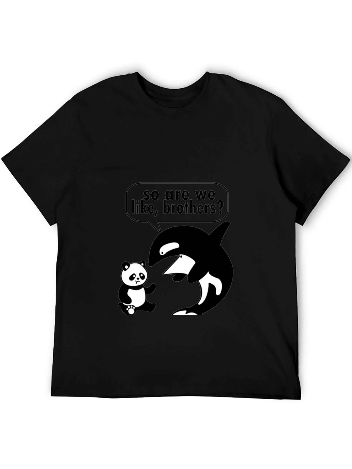 Black Funny Orca Panda Brother T-Shirt view 5
