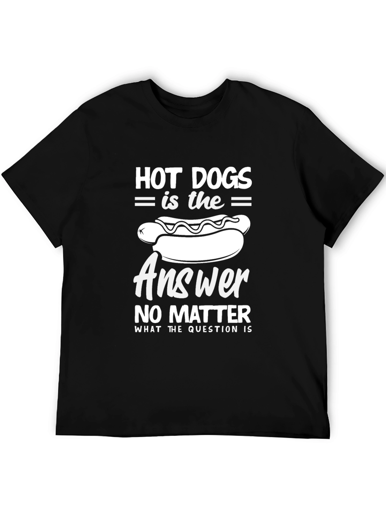 Black Hot Dog Answer Tee - Unisex Funny Food Shirt view 5