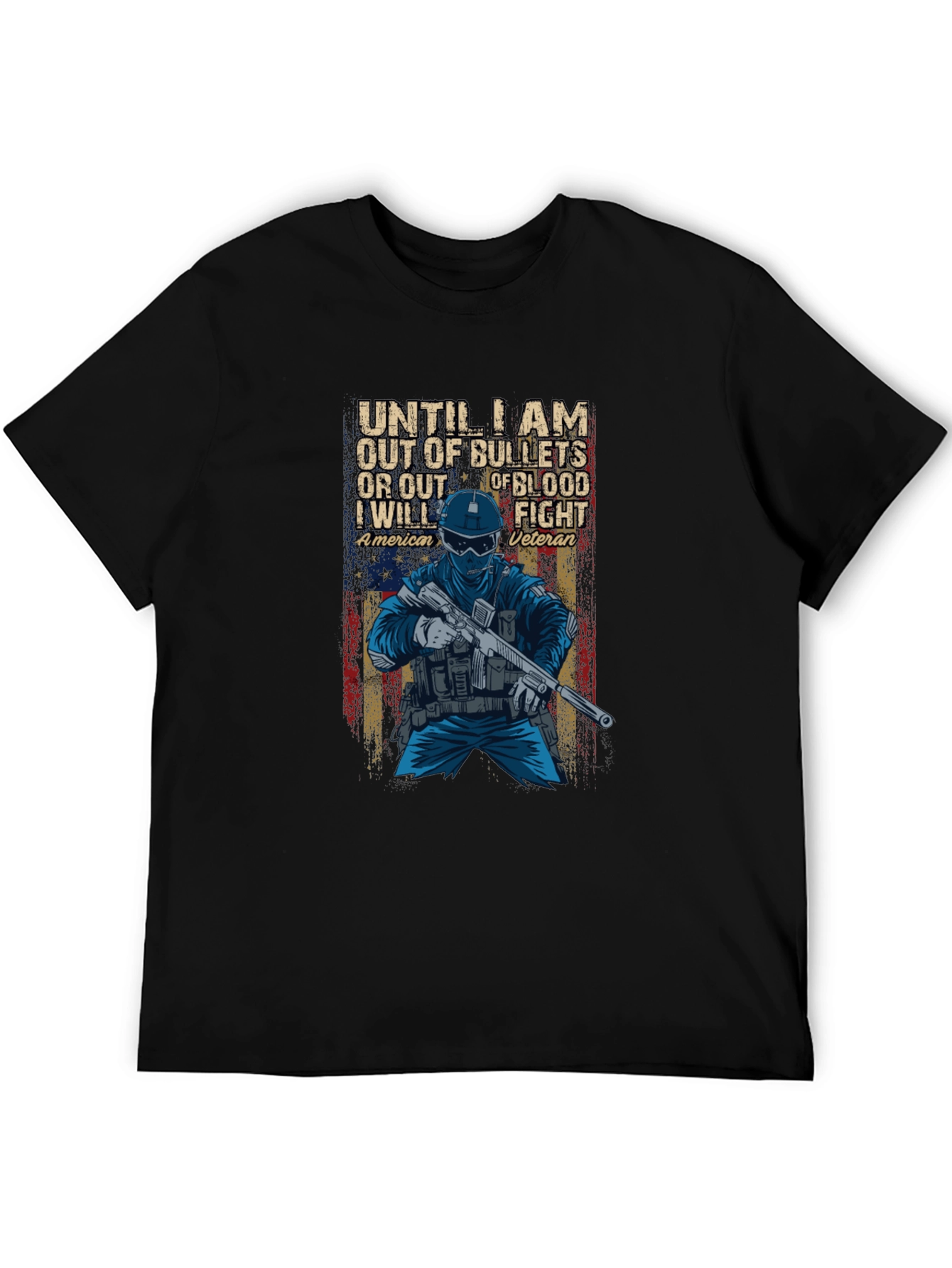 Black American Veteran Graphic T-Shirt view 5